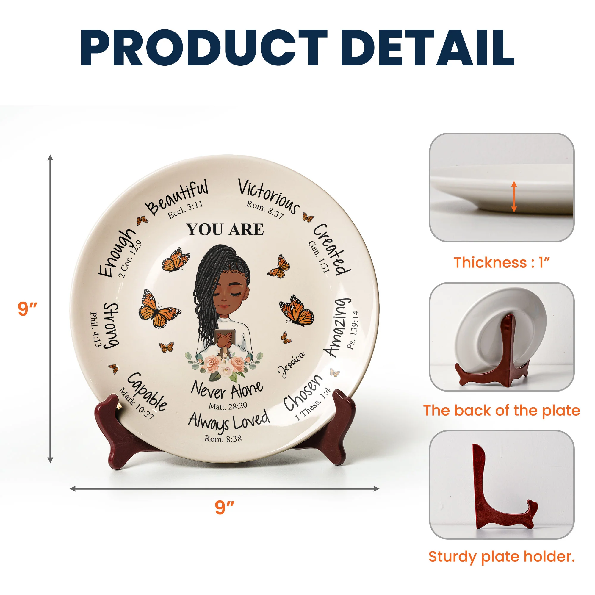 You Are Beautiful Victorious Affirmation Gift - Personalized Ceramic Plate - Image 6