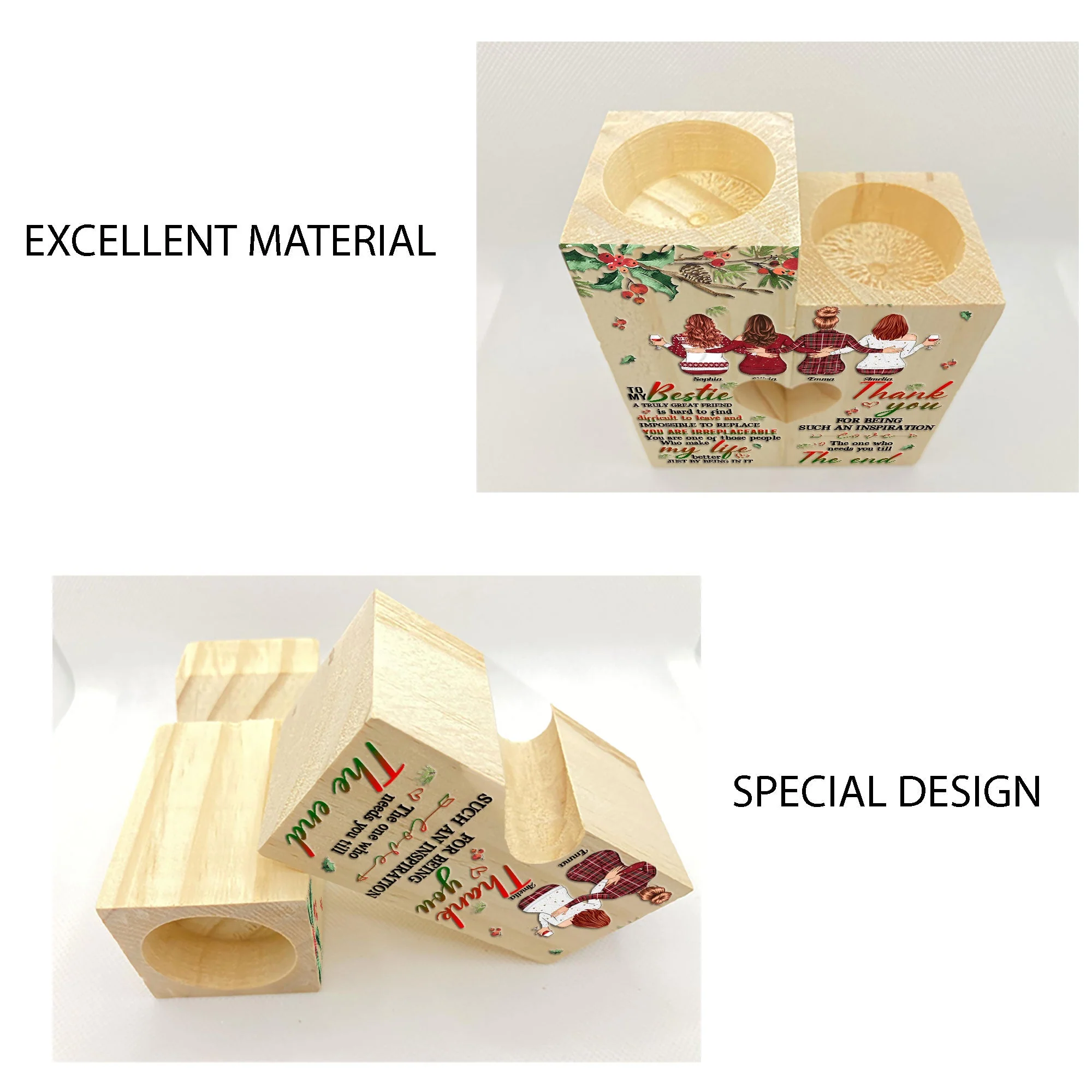 You Are Irreplaceable - Personalized Wood Candle Holder -  Gift For Friends, Besties, Soul Sisters - Image 6