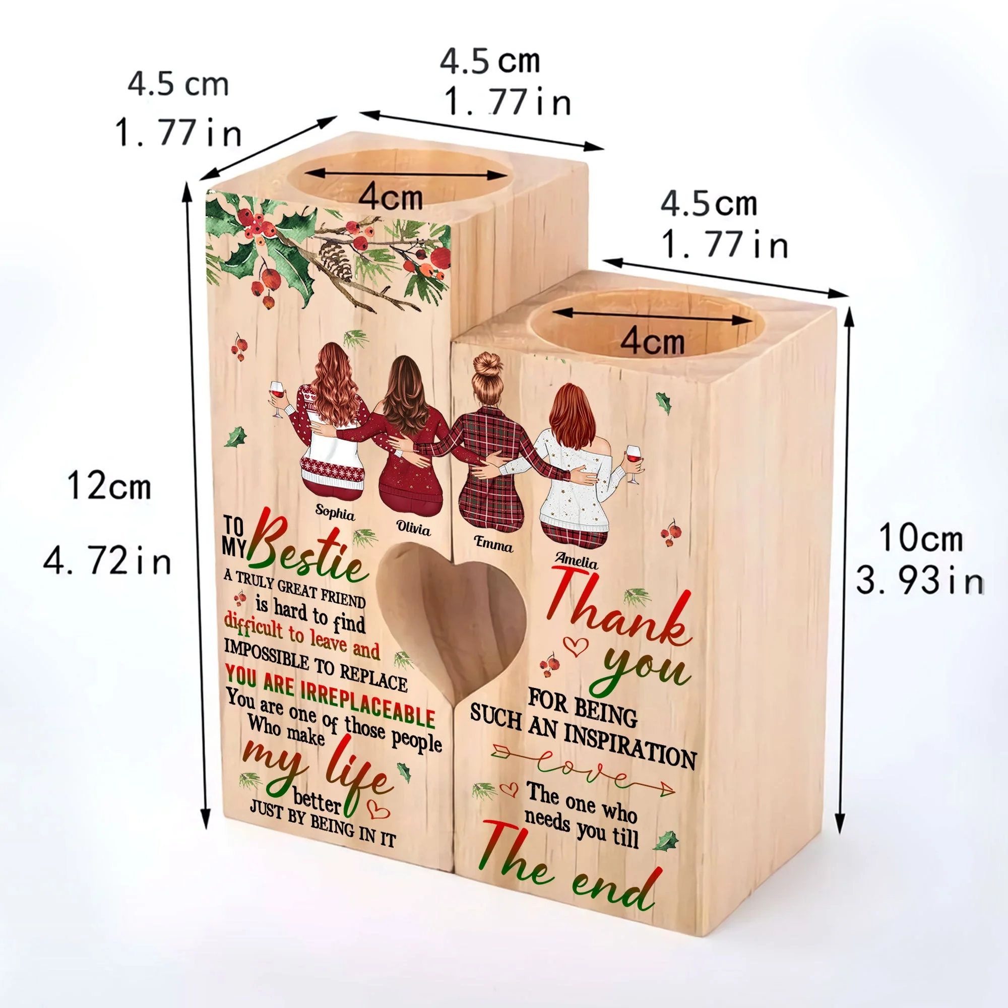 You Are Irreplaceable - Personalized Wood Candle Holder -  Gift For Friends, Besties, Soul Sisters - Image 7