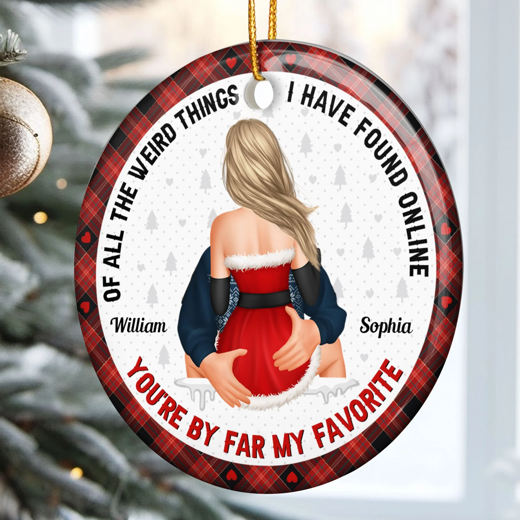 You Are My Favorite By Far Christmas Gift For Couples - Personalized Ceramic Ornament - Image 4