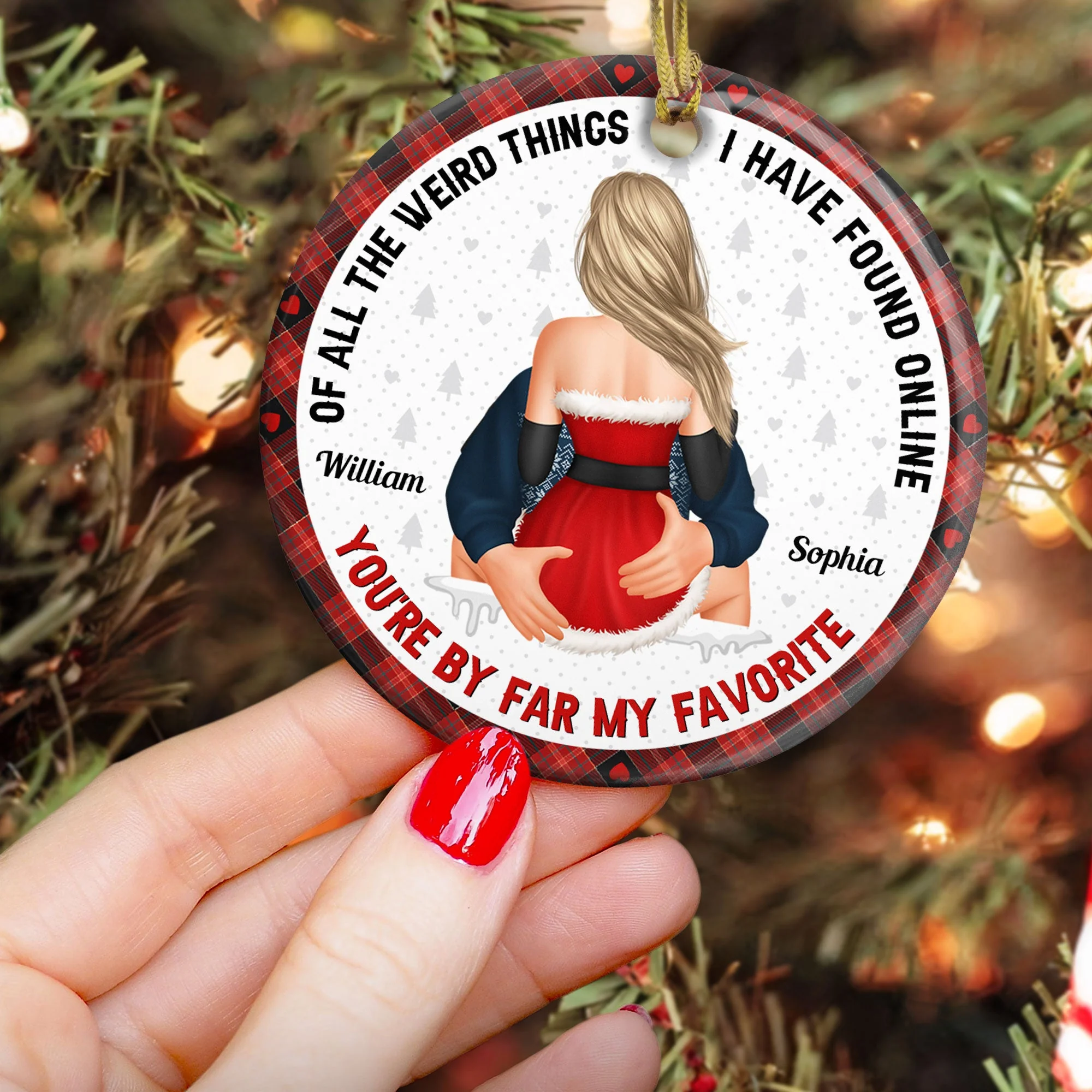 You Are My Favorite By Far Christmas Gift For Couples - Personalized Ceramic Ornament - Image 5