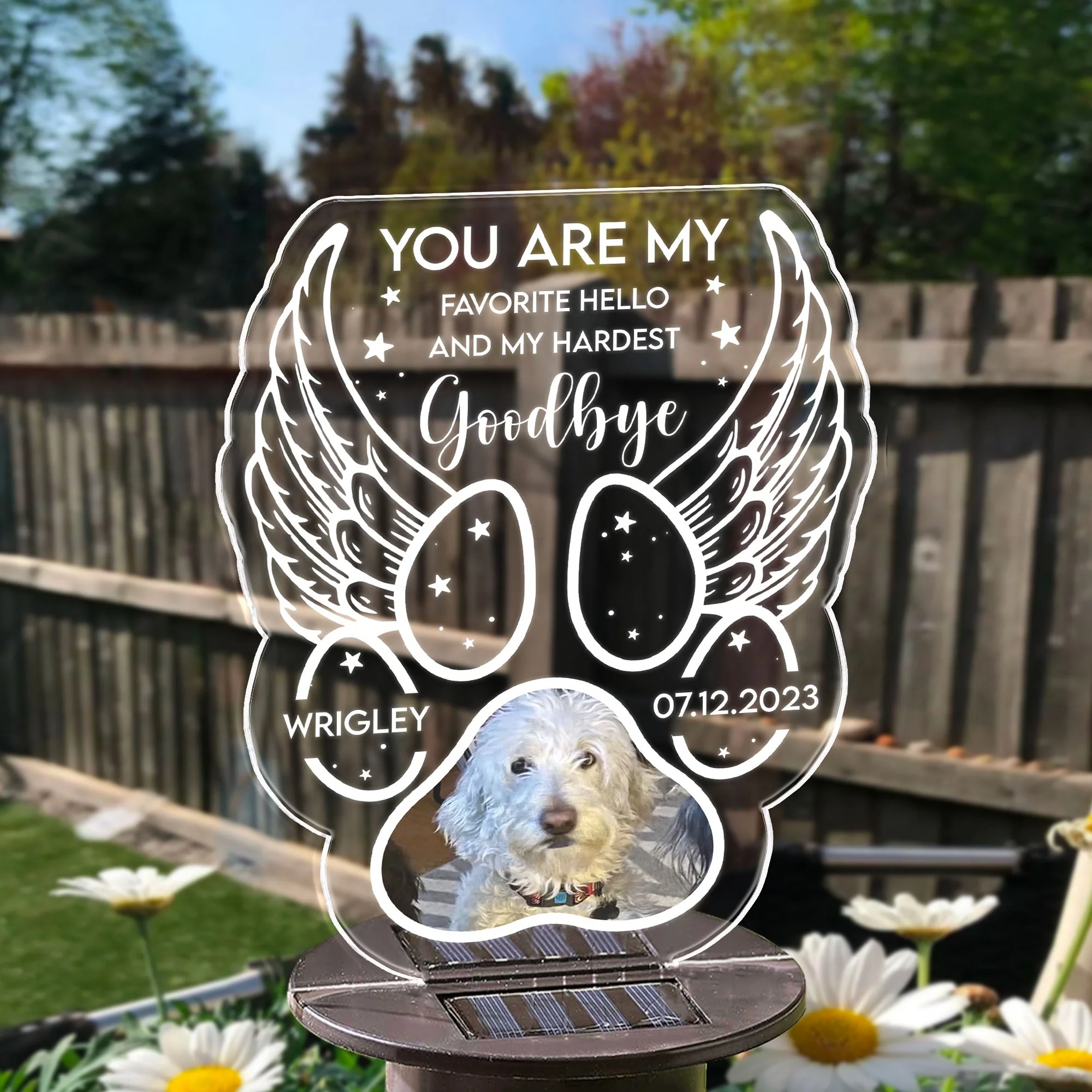 You Are My Favorite Hello And My Hardest Goodbye -  Personalized Photo Solar Light - Image 4