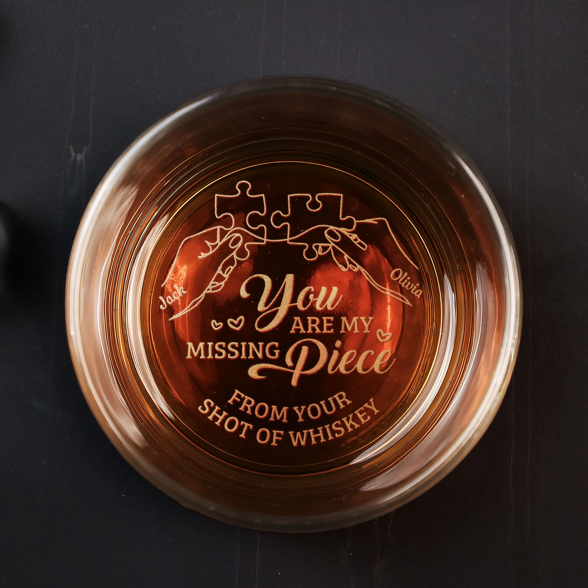 You Are My Missing Piece - Personalized Engraved Whiskey Glass - Image 2
