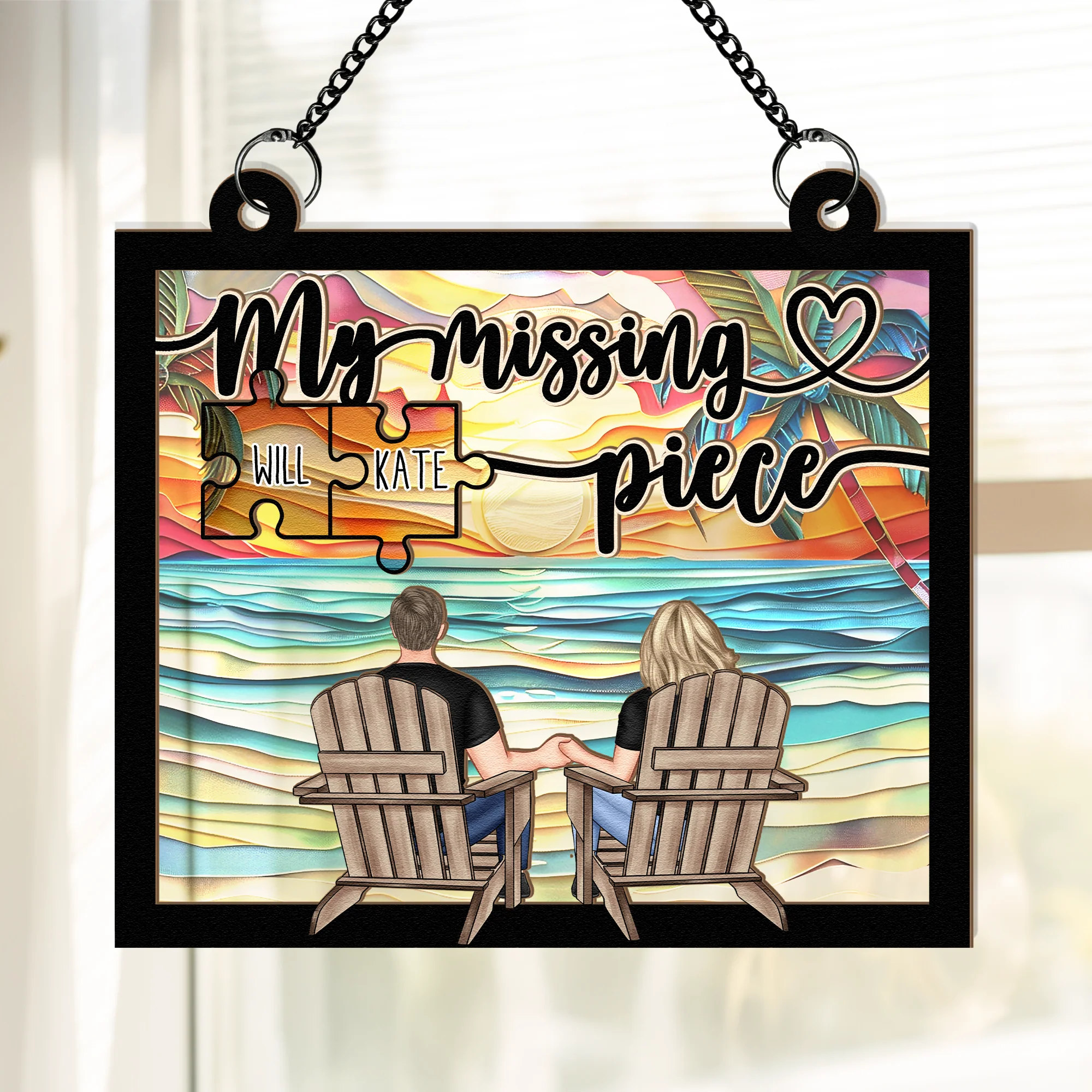 You Are My Missing Piece - Personalized Window Hanging Suncatcher Ornament - Image 2