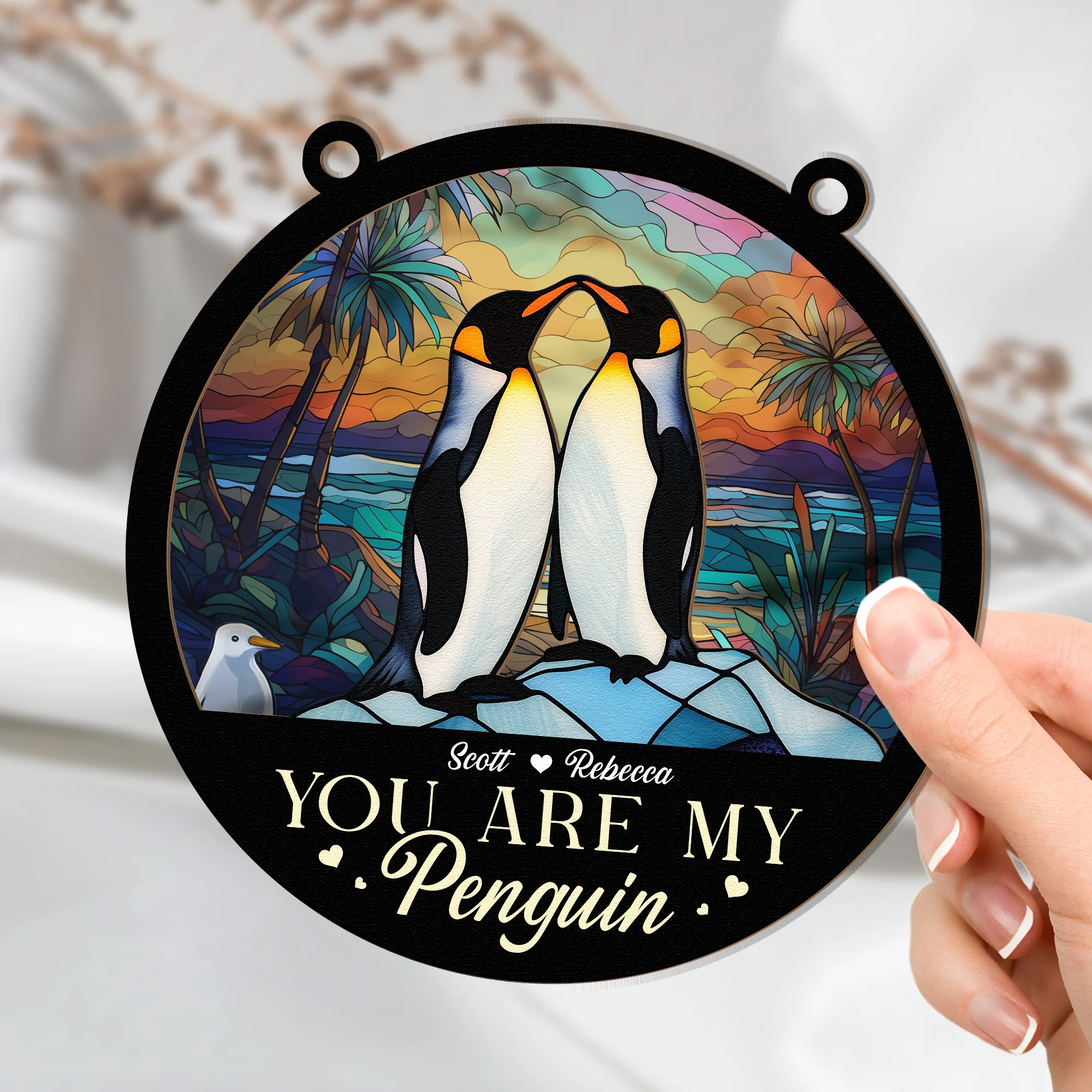 You Are My Penguin - Personalized Window Hanging Suncatcher Ornament - Image 2