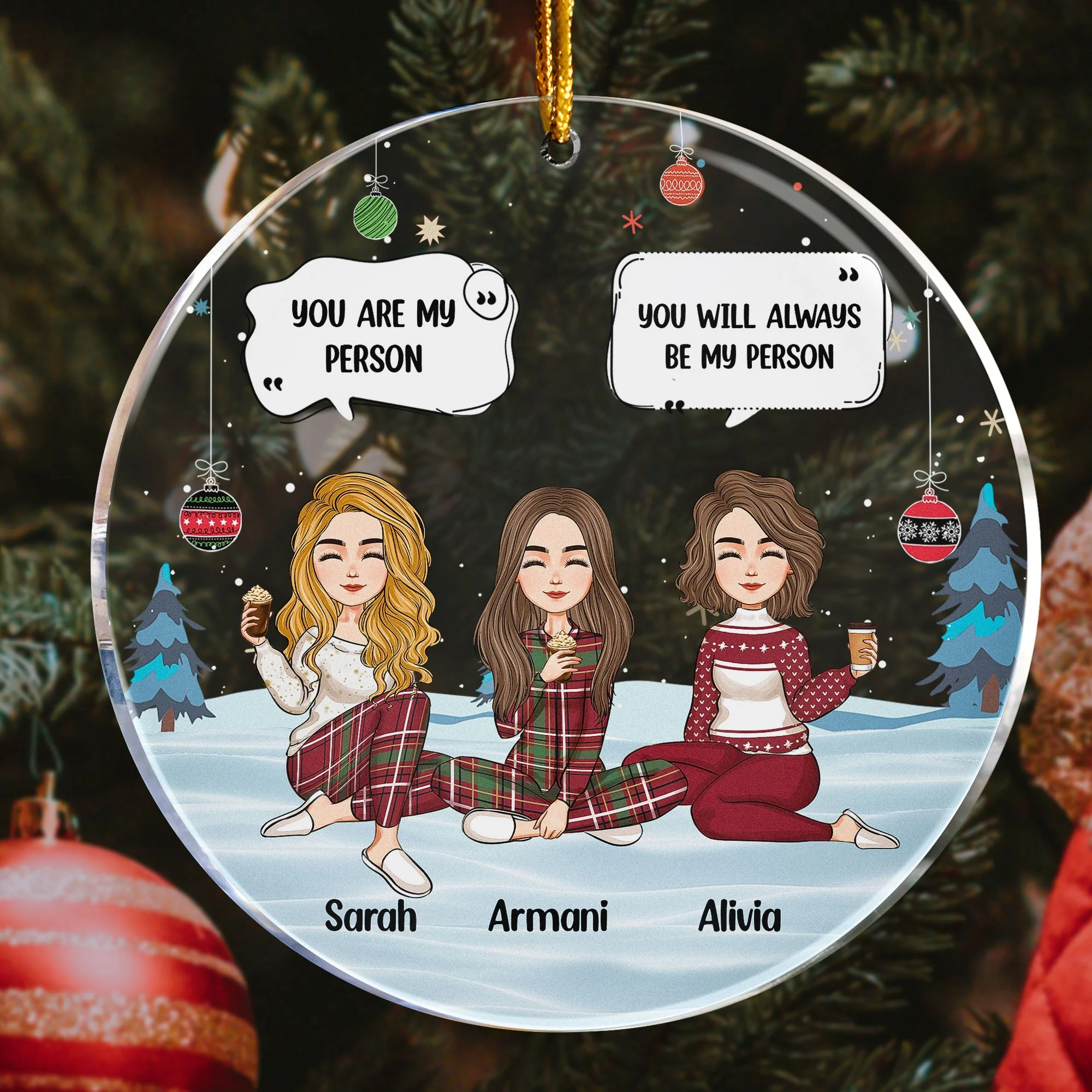 You Are My Person Besties - Personalized Circle Acrylic Ornament - Image 4