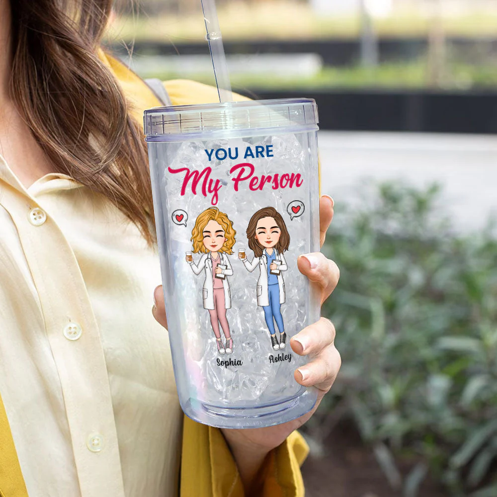 You Are My Person - Nurse Version - Personalized Acrylic Tumbler With Straw - Image 4