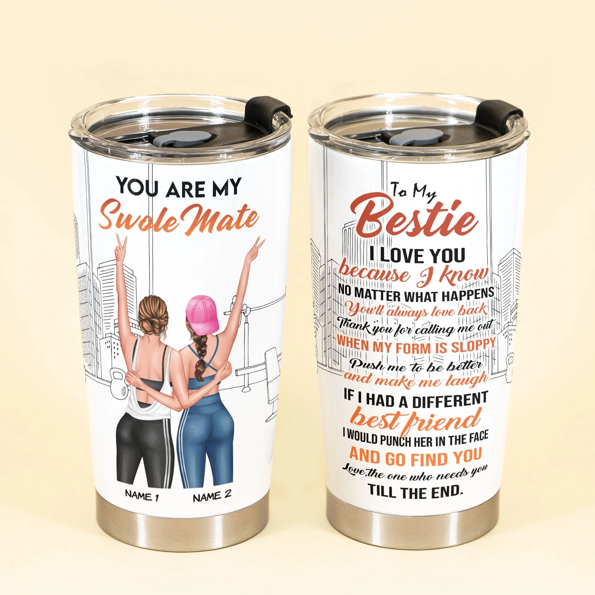 You Are My Swole Mate - Personalized Tumbler Cup - Birthday Gift For Best Friend - Fitness Friends - Image 2