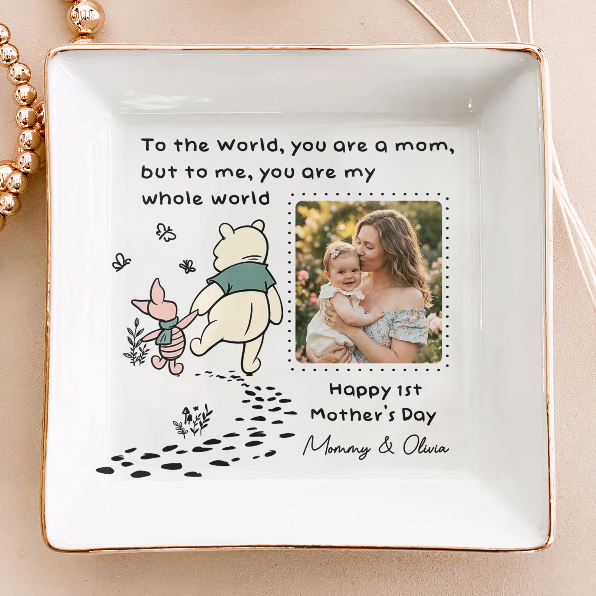 You Are My Whole World - 1st Mother's Day Gift For Mom - Personalized Jewelry Dish - Image 3