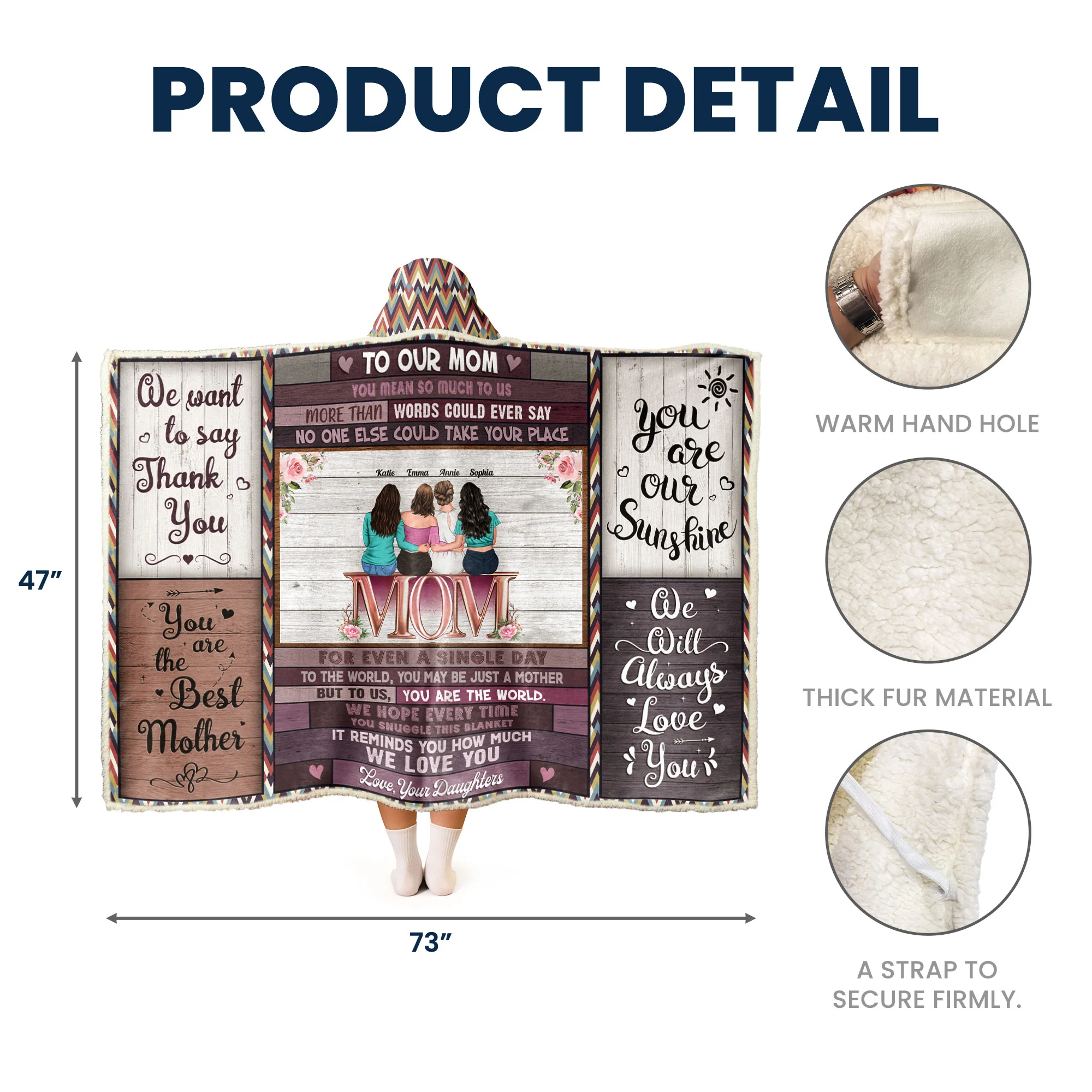 You Are The Best Mother Mother's Day Gift - Personalized Wearable Blanket Hoodie - Image 6