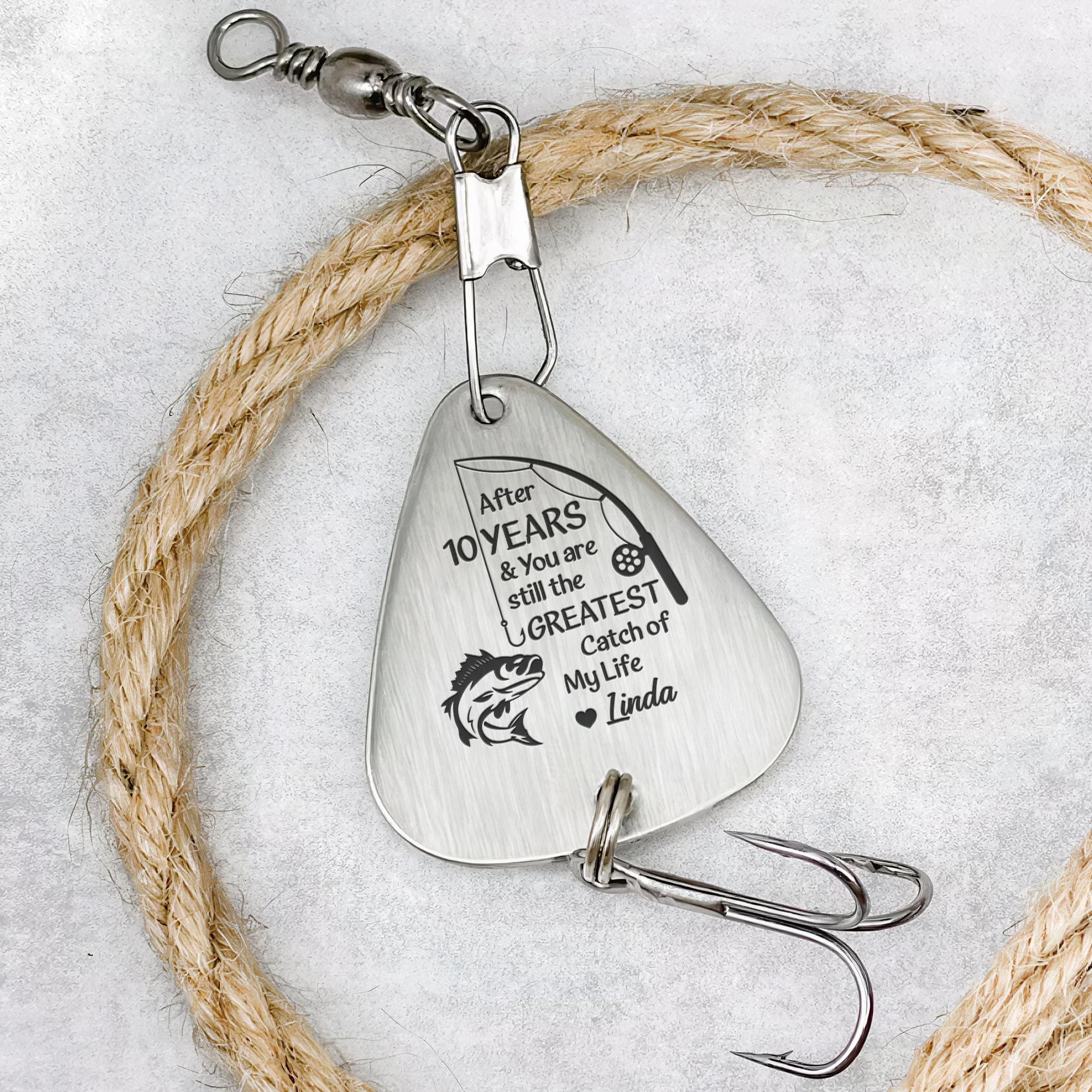 You Are The Greatest Catch Of My Life - Personalized Fishing Lure Keychain - Image 3