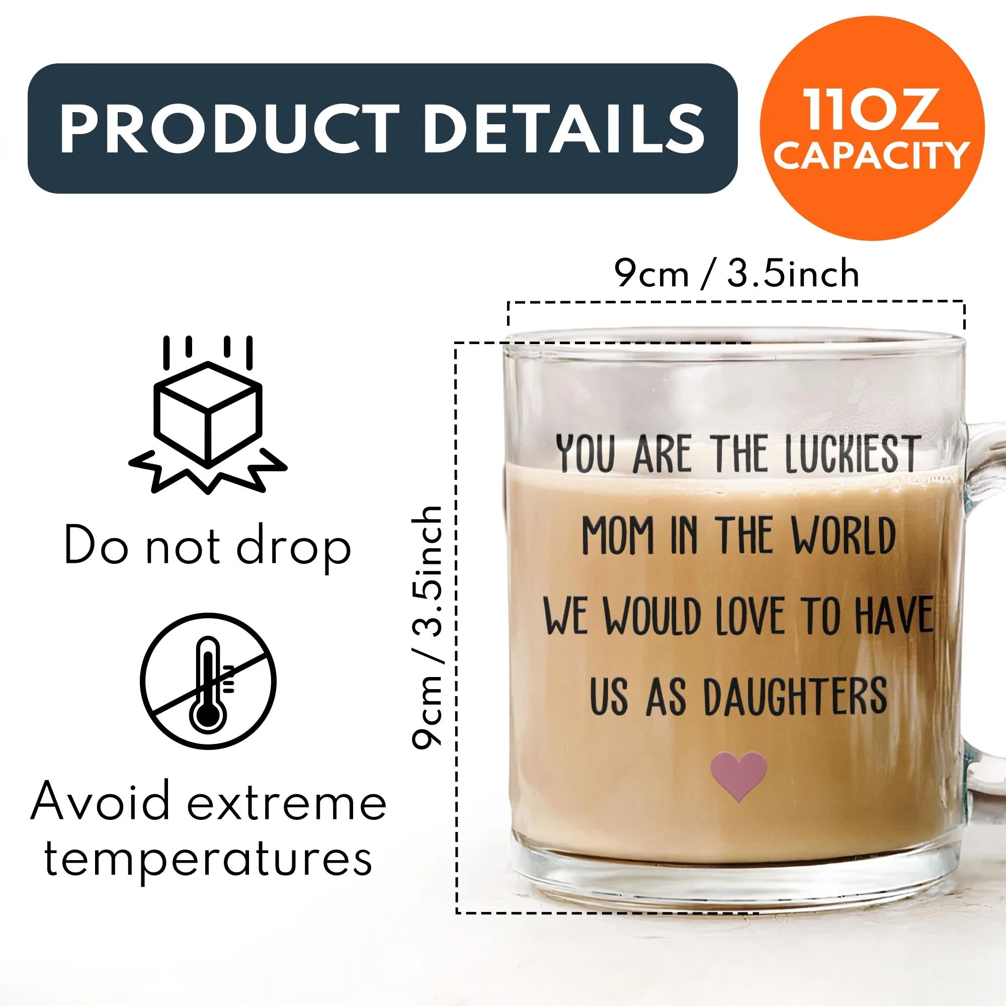 You Are The Luckiest Mom We Would Love To Have Us As Daughters - Personalized Glass Mug - Image 5