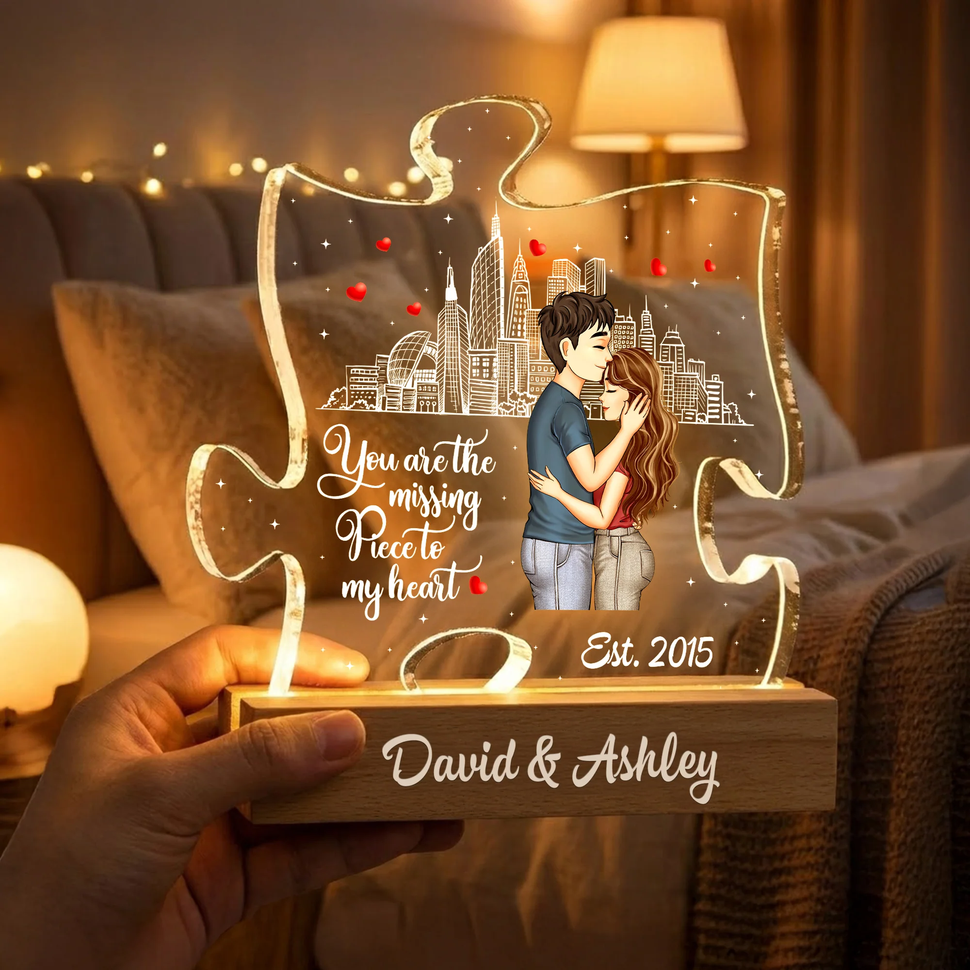 You Are The Missing Piece To My Heart New Version - Personalized LED Night Light - Image 4