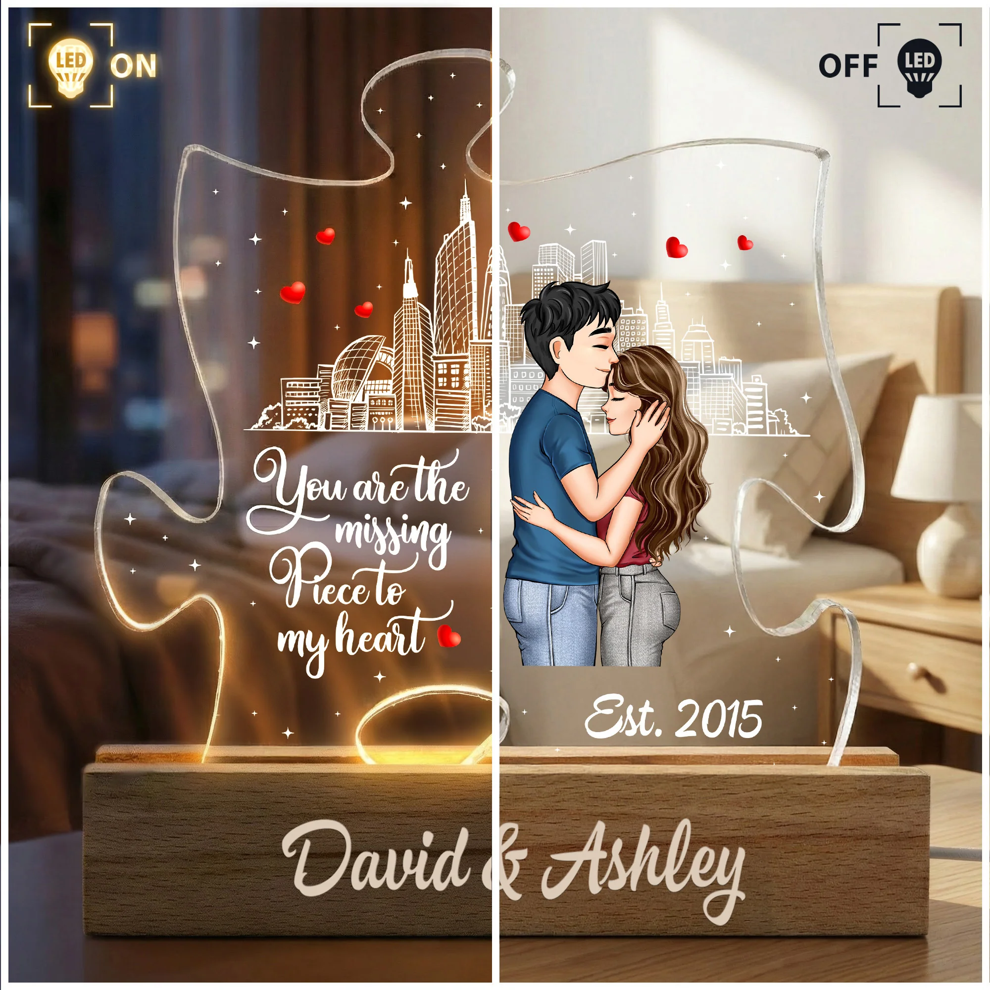 You Are The Missing Piece To My Heart New Version - Personalized LED Night Light - Image 6