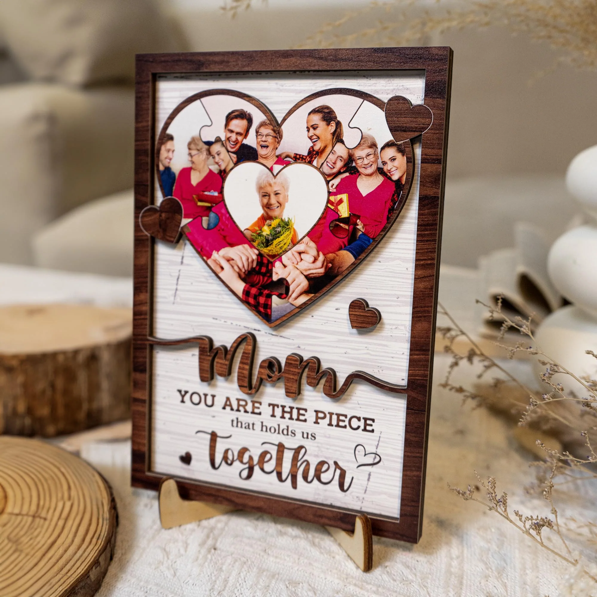 You Are The Piece That Hold Us Together - Personalized Wooden Photo Plaque - Image 4
