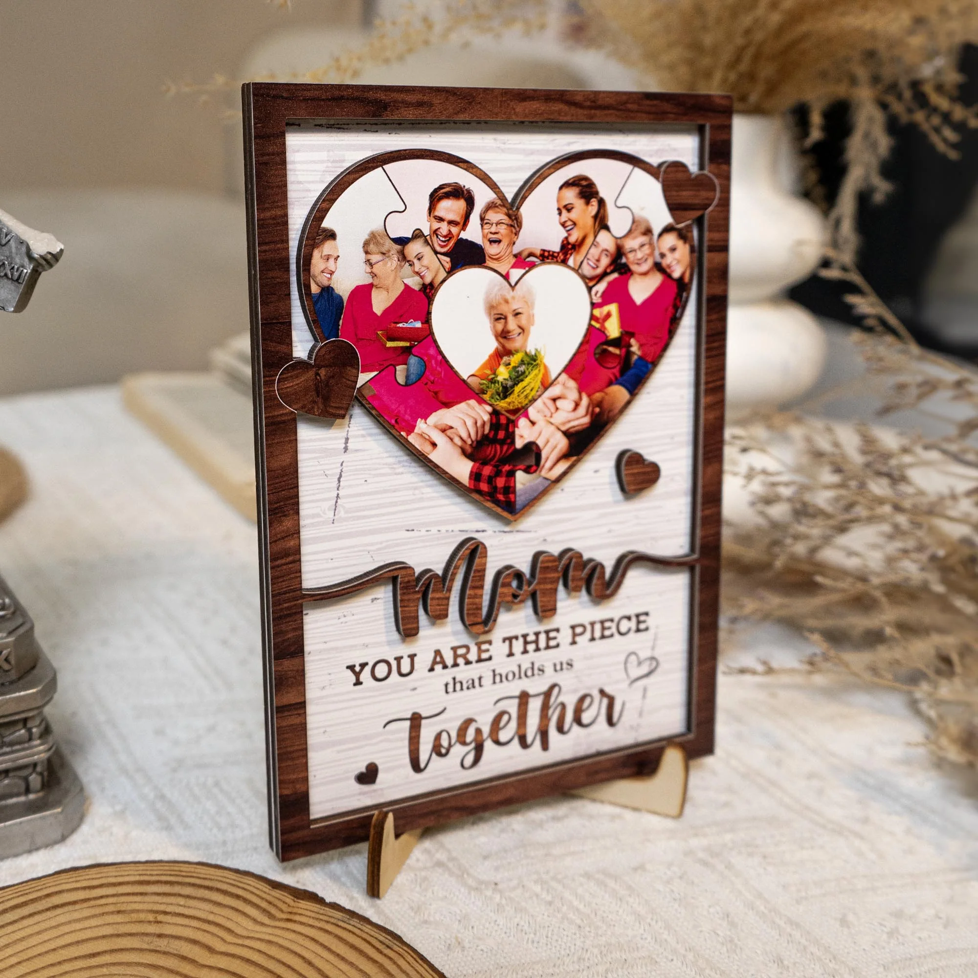 You Are The Piece That Hold Us Together - Personalized Wooden Photo Plaque - Image 5