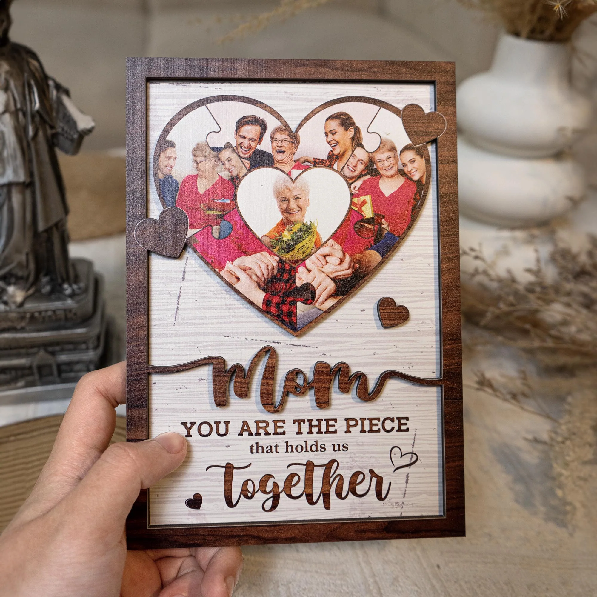 You Are The Piece That Hold Us Together - Personalized Wooden Photo Plaque - Image 6