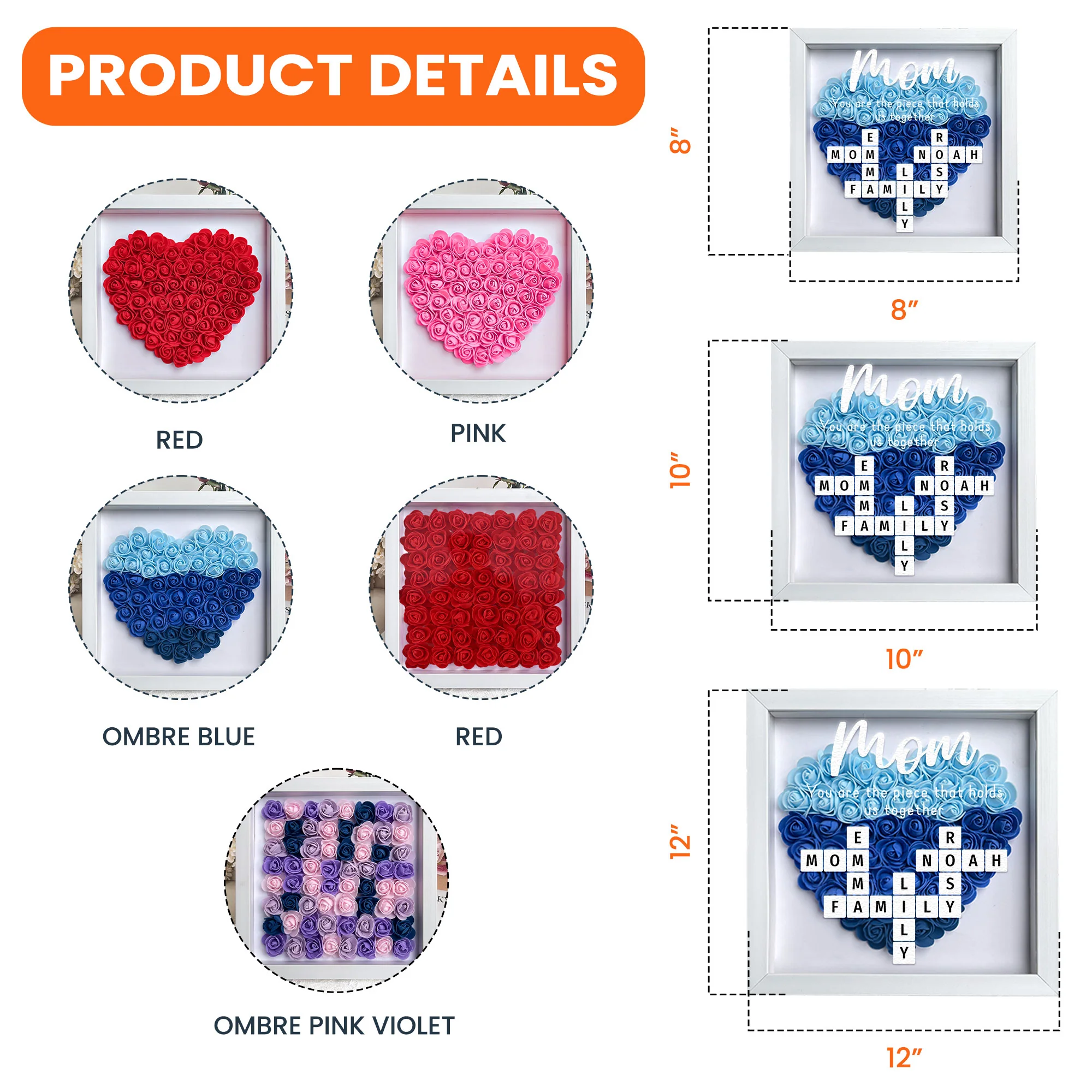 You Are The Piece That Holds Us Together - Personalized Flower Shadow Box With LED Light - Image 6