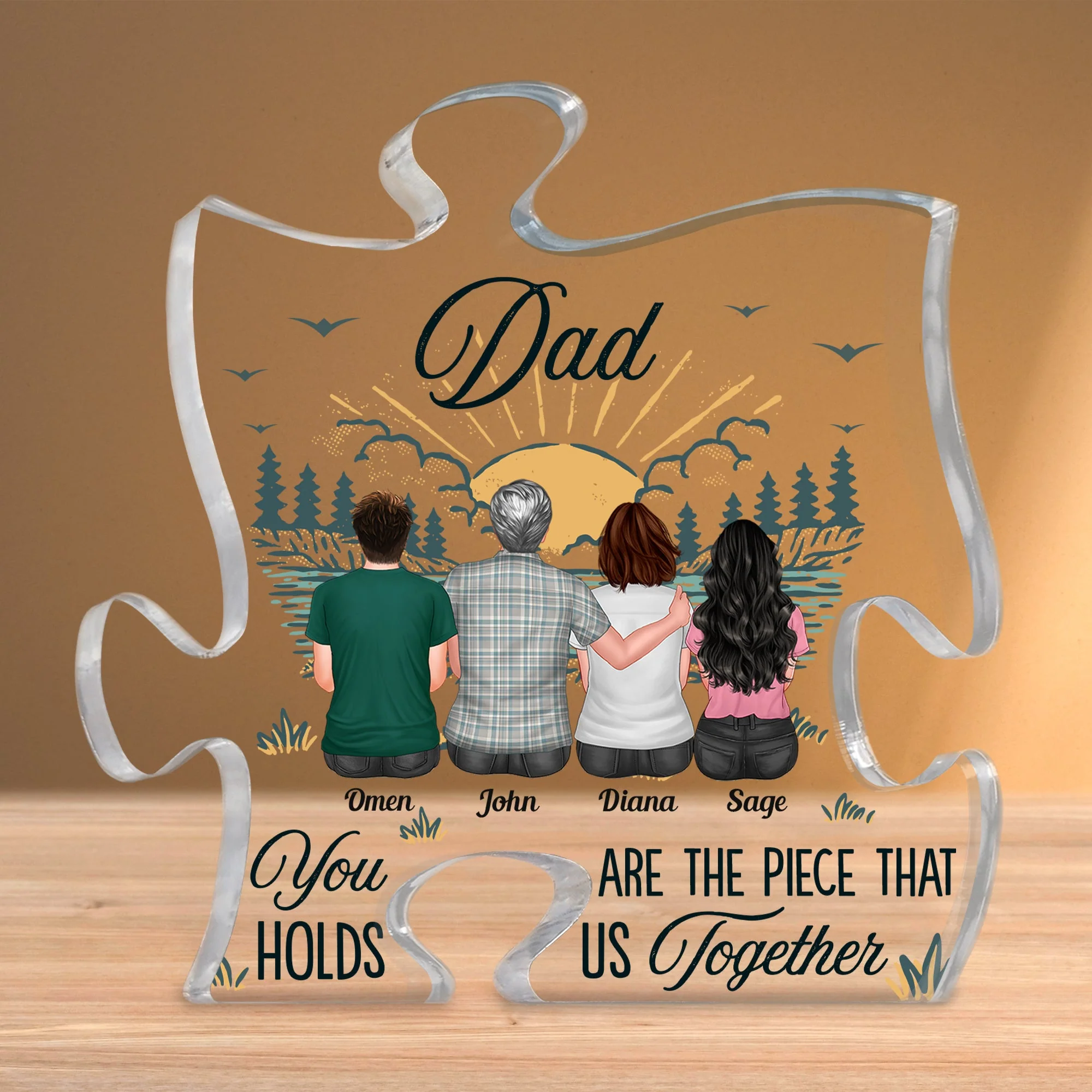 You Are The Piece That Holds Us Together - Personalized Puzzle Piece Acrylic Plaque - Image 2