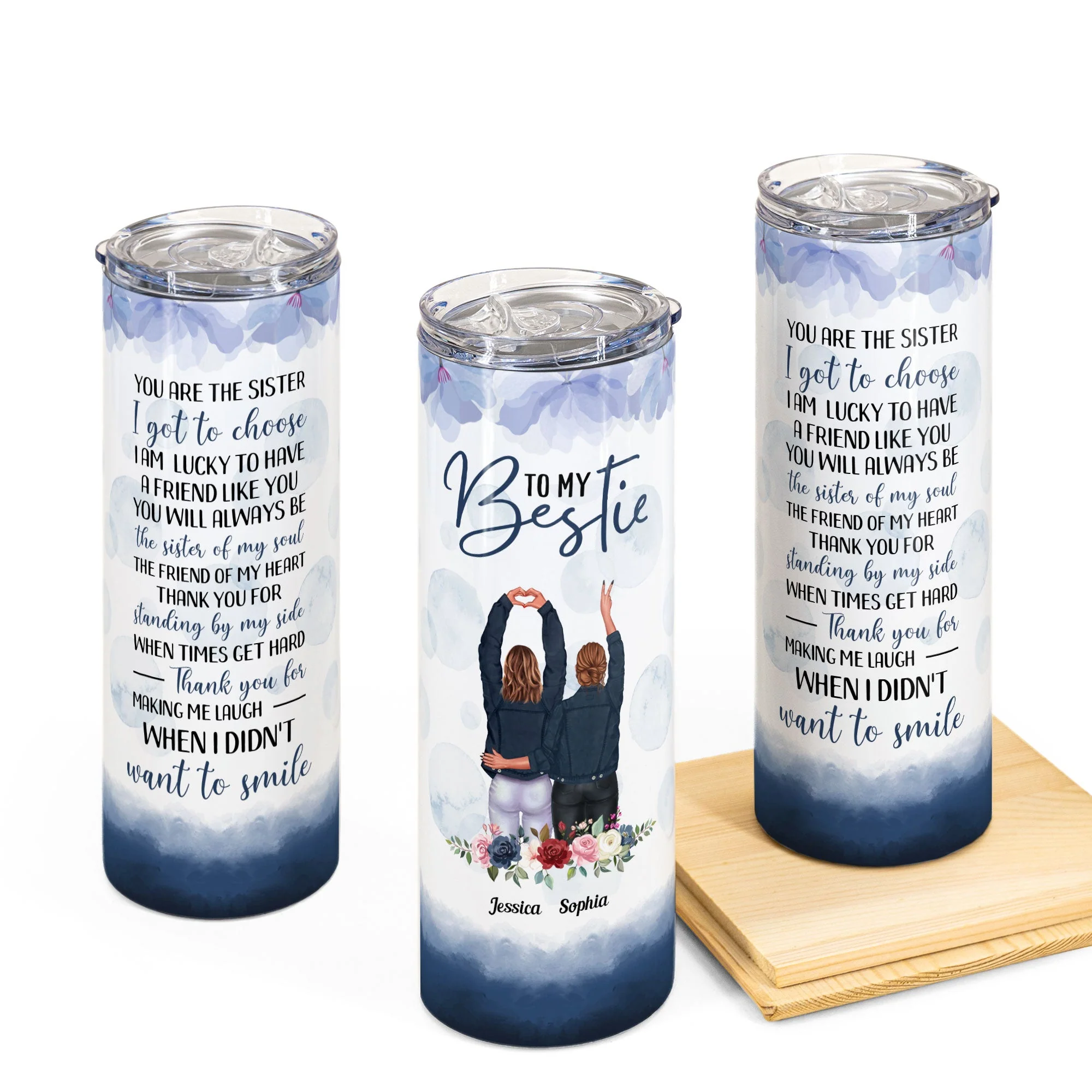 You Are The Sister I Got Choose - Personalized Skinny Tumbler - Image 3