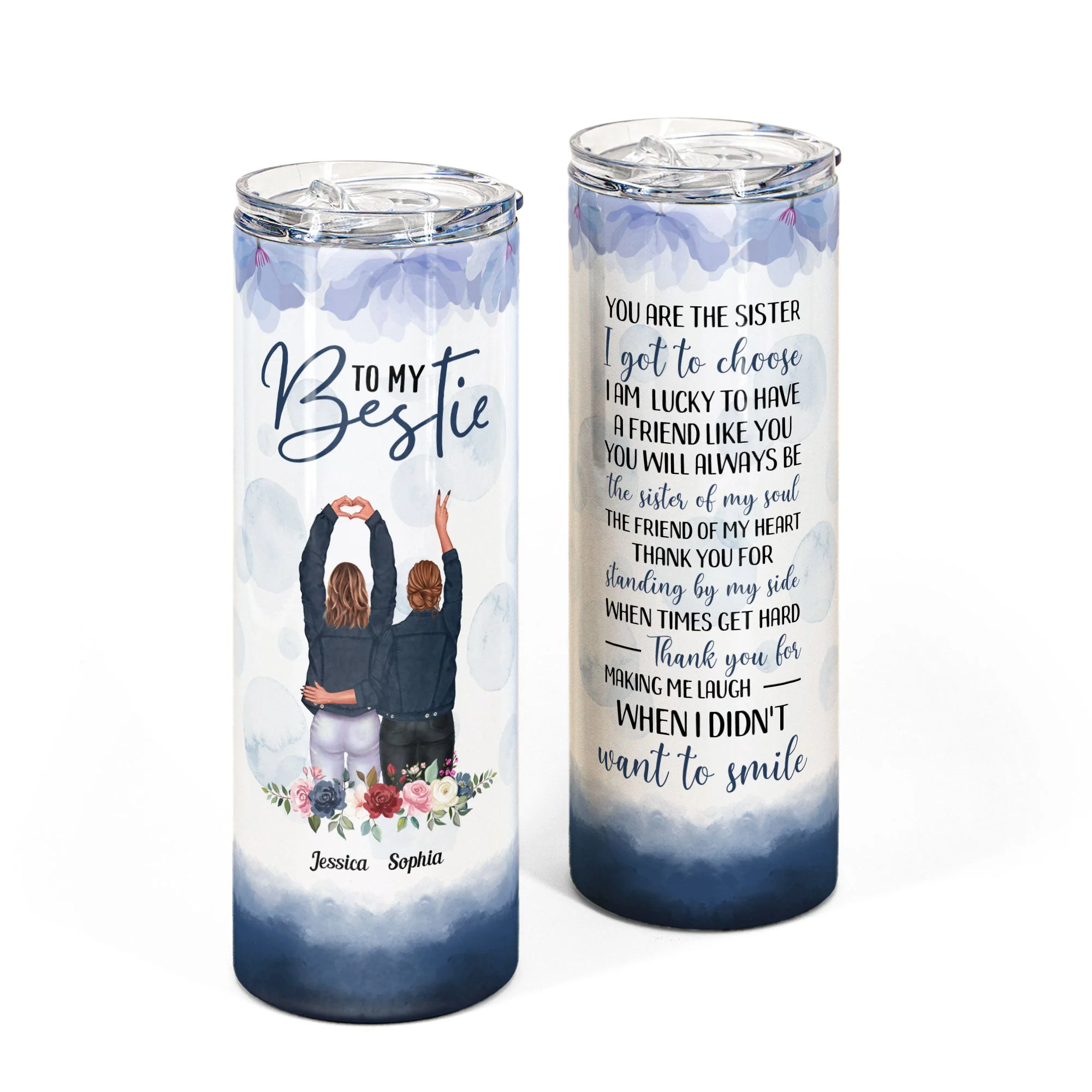 You Are The Sister I Got Choose - Personalized Skinny Tumbler - Image 4