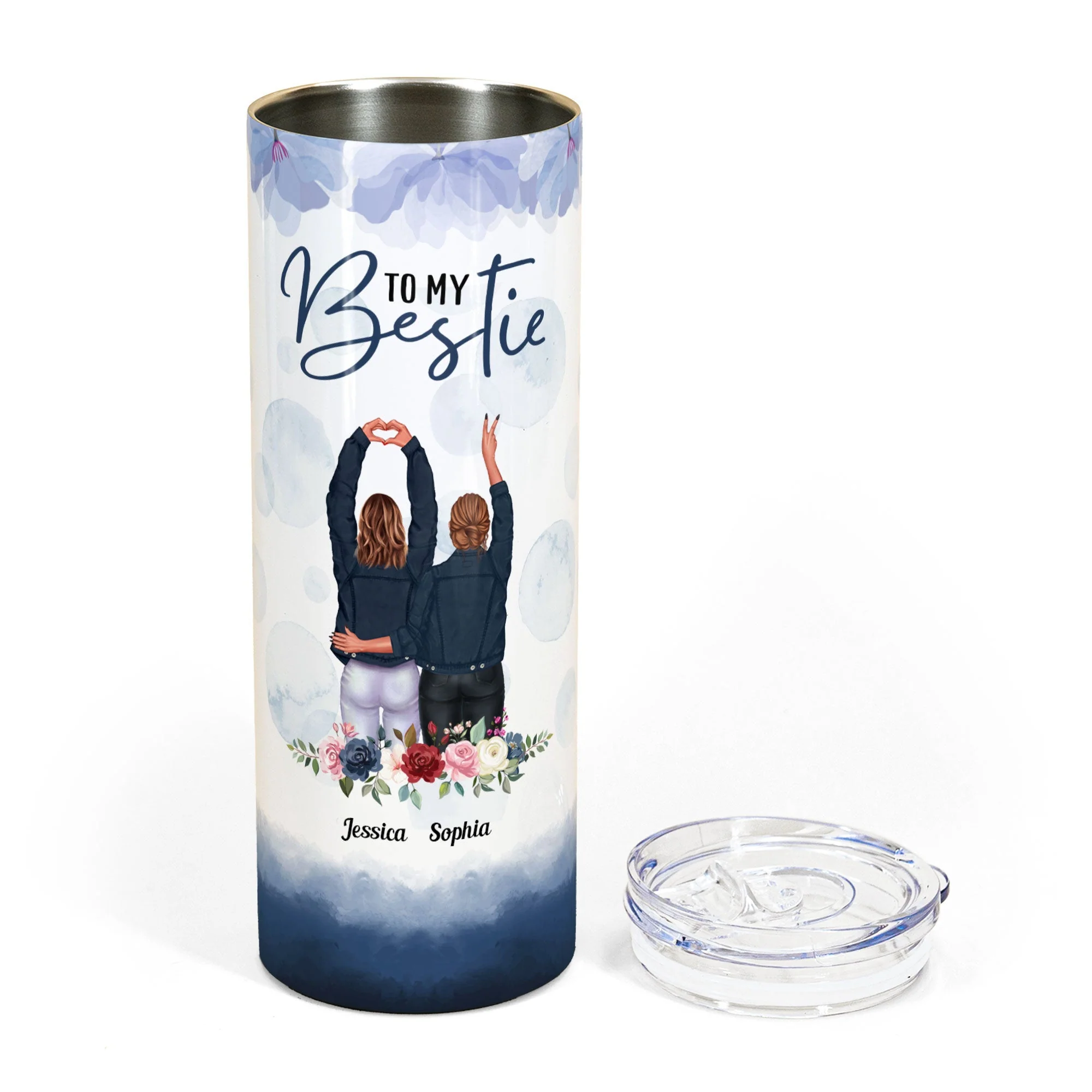 You Are The Sister I Got Choose - Personalized Skinny Tumbler - Image 6