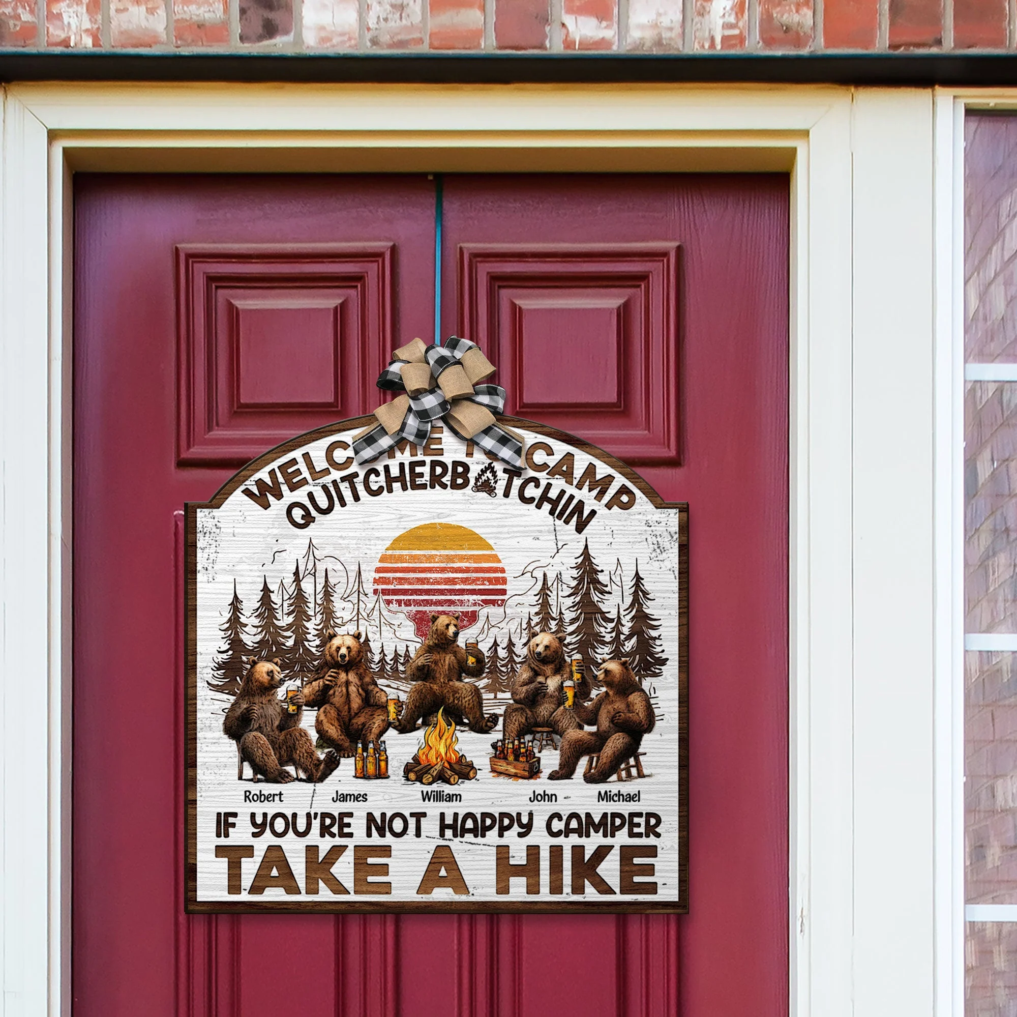 You Don't Have To Be Crazy To Camp With Us - Personalized Custom Shaped Wood Sign - Image 3
