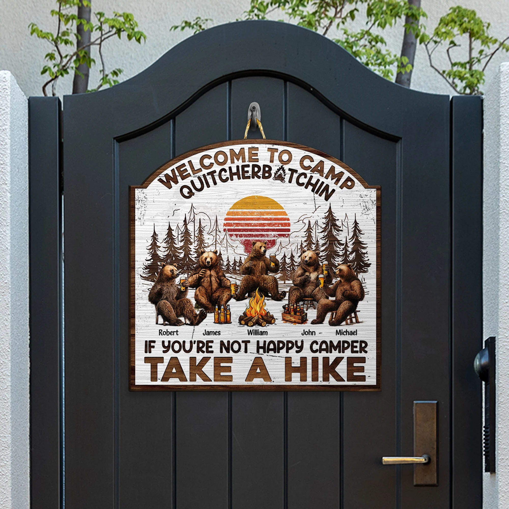 You Don't Have To Be Crazy To Camp With Us - Personalized Custom Shaped Wood Sign - Image 4