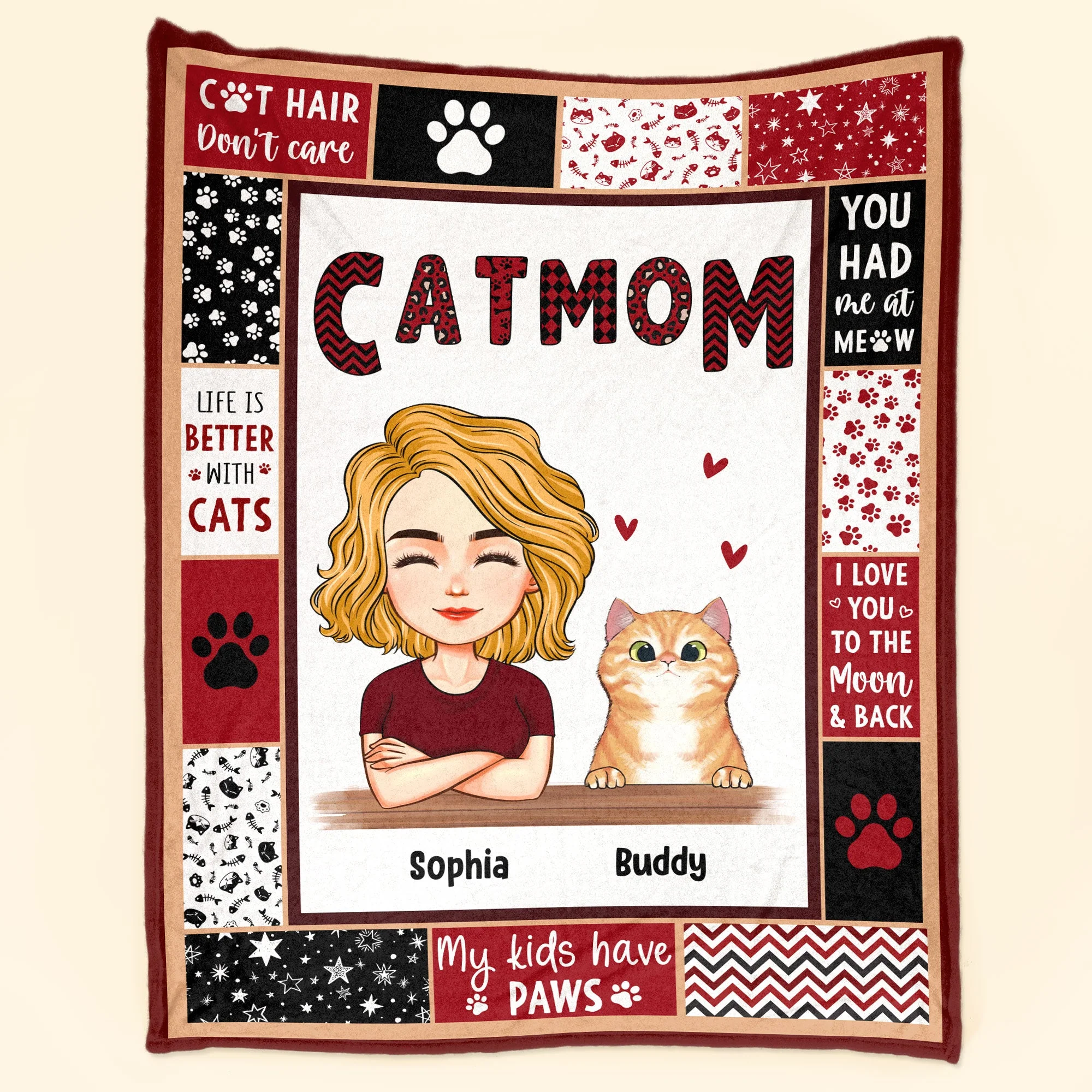 Cat Mom/ Cat Dad - Personalized Blanket - Image 8