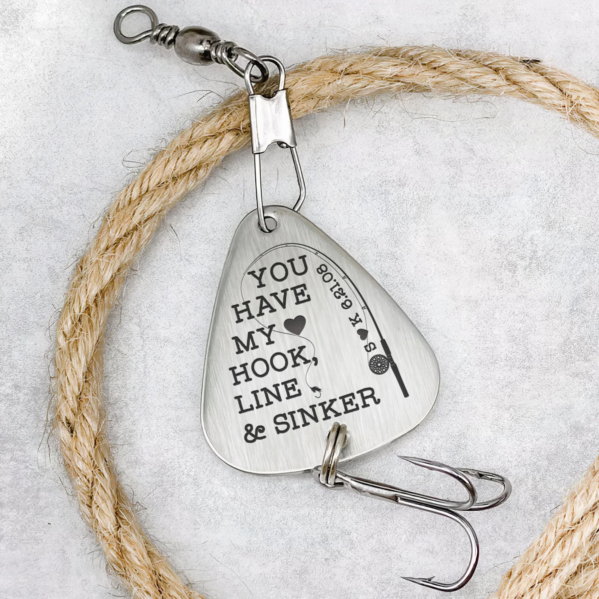 You Have My Heart, Hook, Line And Sinker - Personalized Fishing Lure Keychain - Image 3