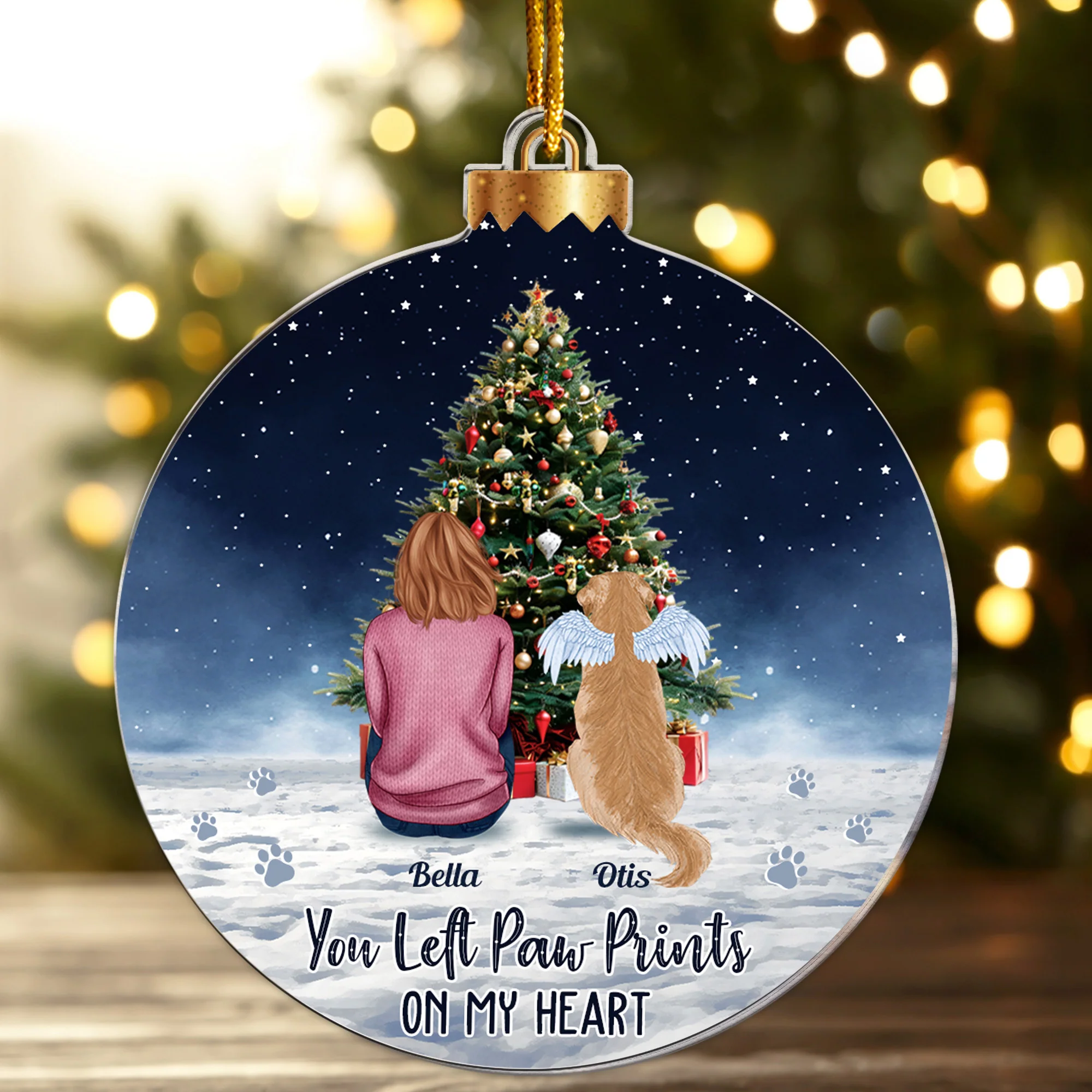 You Left Paw Prints On My Heart - Personalized Acrylic Ornament - Image 3