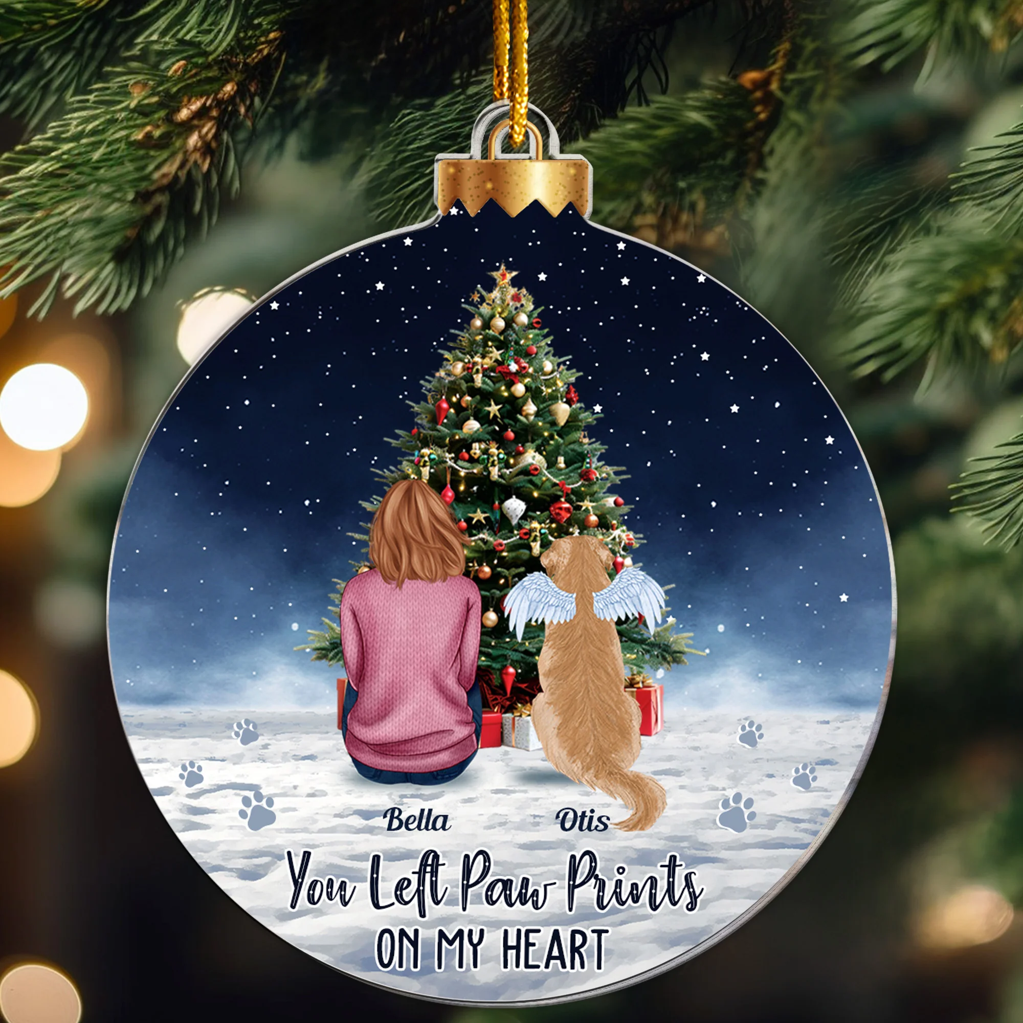 You Left Paw Prints On My Heart - Personalized Acrylic Ornament - Image 4