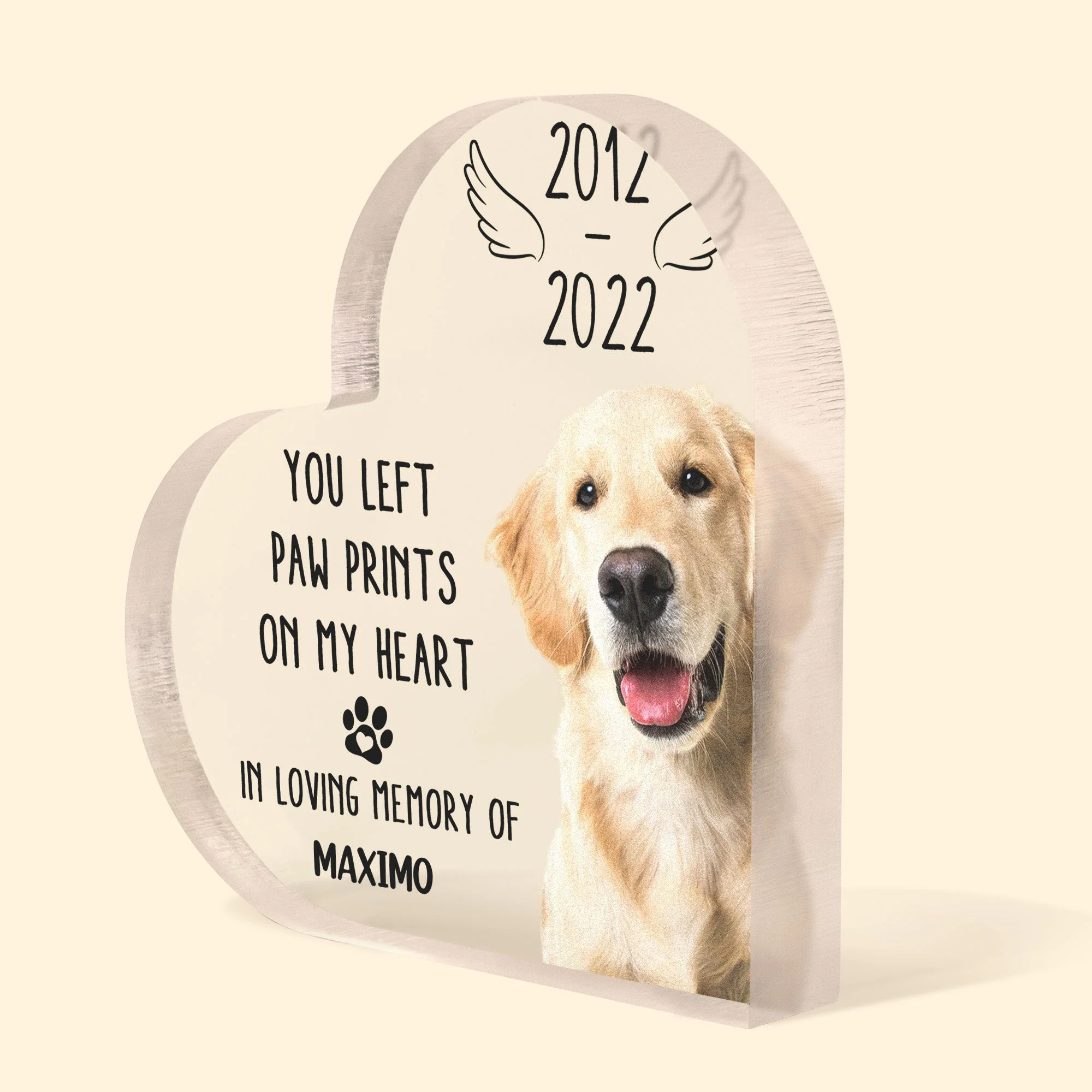 You Left Paw Prints On My Heart - Personalized Heart Shaped Acrylic Photo Plaque - Memorial, Loving Gift For Pet Loss Owners, Pet Lovers - Image 4
