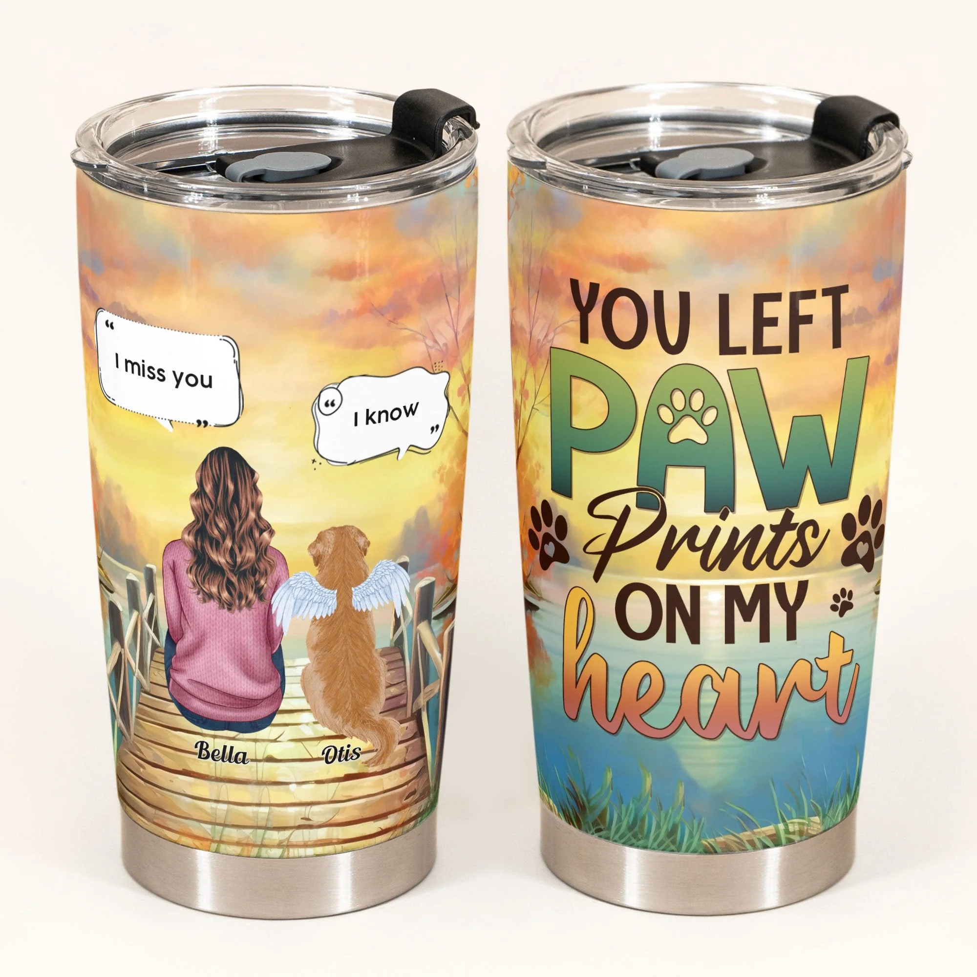 You Left Paw Prints On My Heart - Personalized Tumbler Cup - Image 2