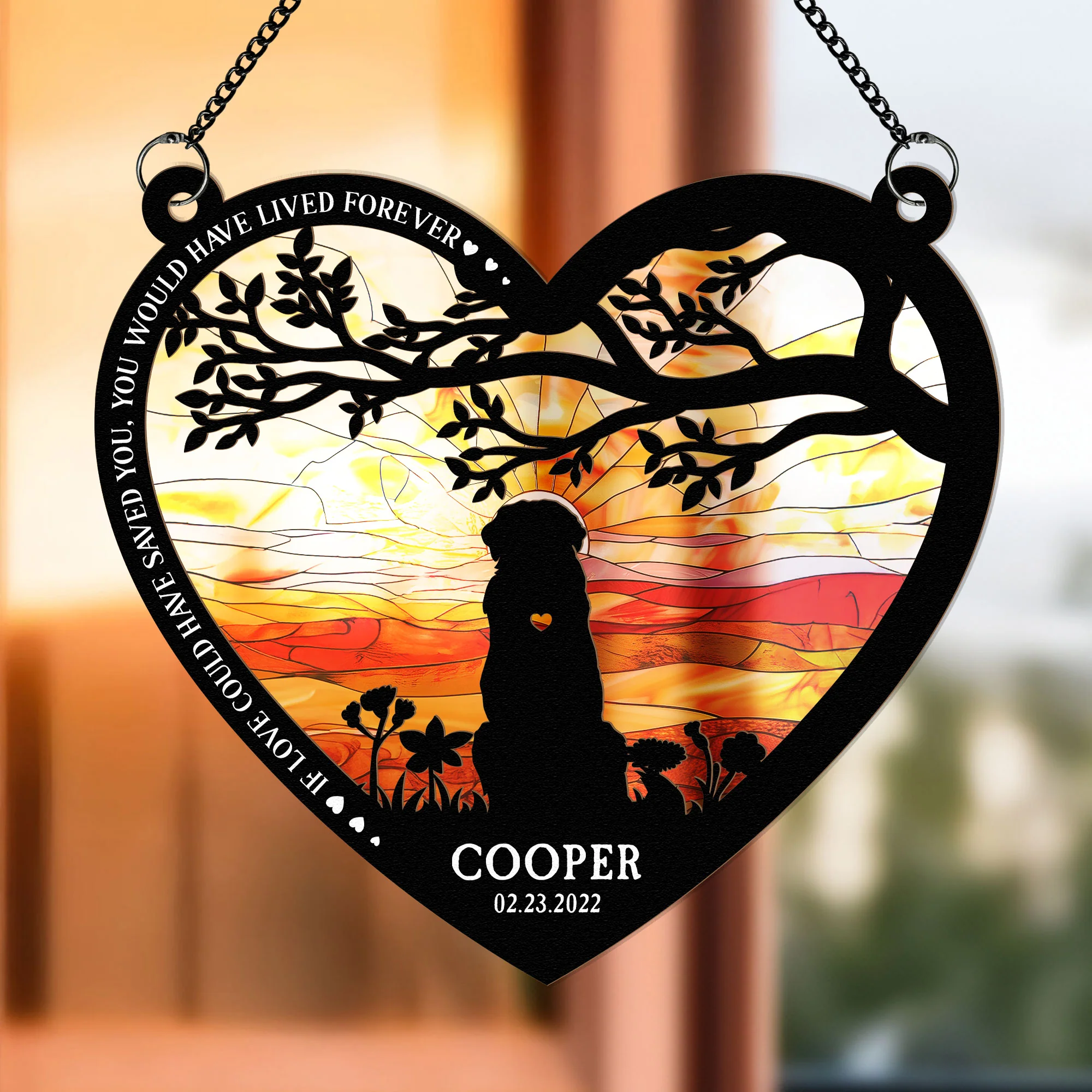 You Left Paw Prints On My Heart - Personalized Window Hanging Suncatcher Ornament - Image 3