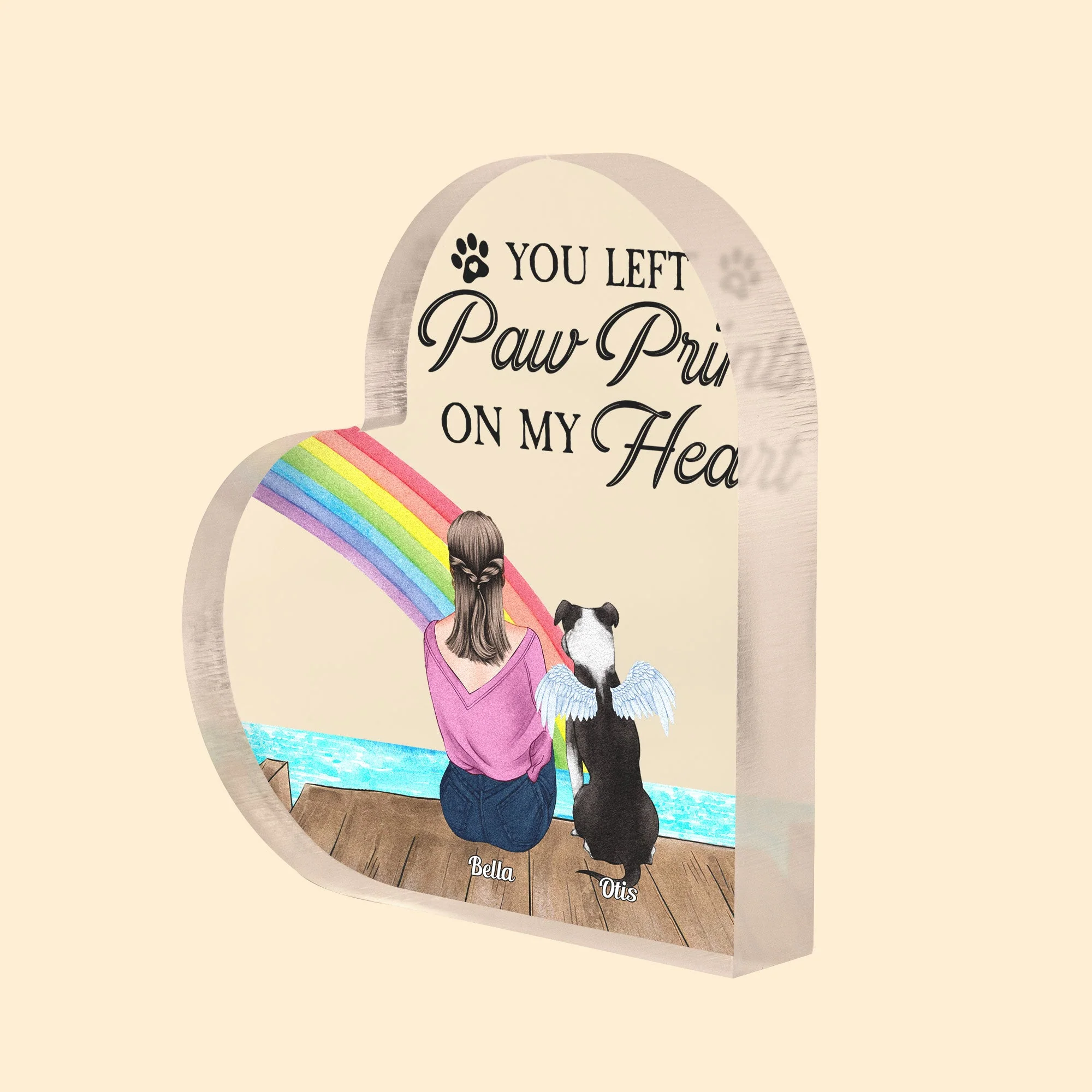 You Left Pawprints On My Heart - Personalized Heart-Shaped Acrylic - Memorial Gift For Dog Lovers, Grief Gift, Gift For Loss Of Dog - Image 2