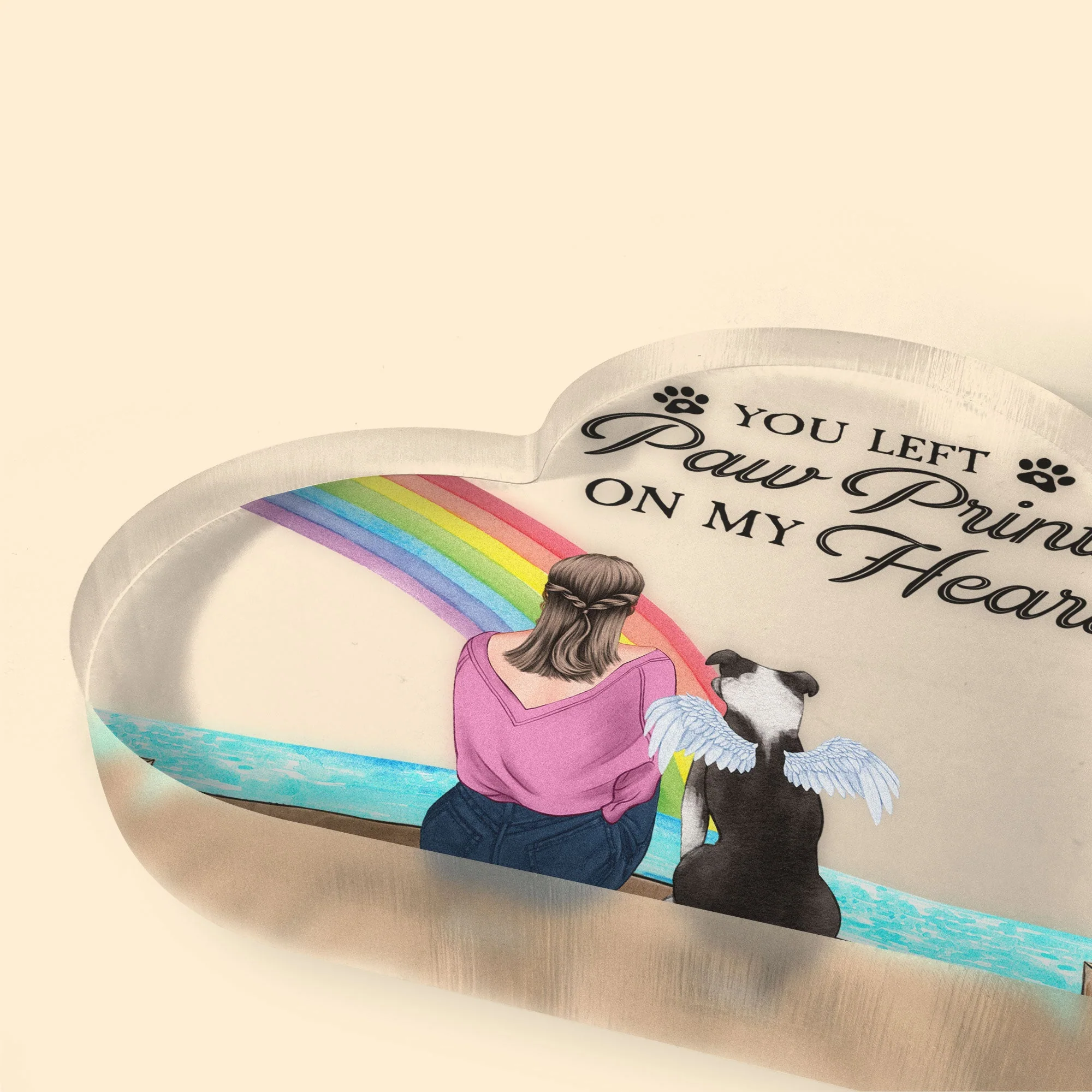You Left Pawprints On My Heart - Personalized Heart-Shaped Acrylic - Memorial Gift For Dog Lovers, Grief Gift, Gift For Loss Of Dog - Image 3