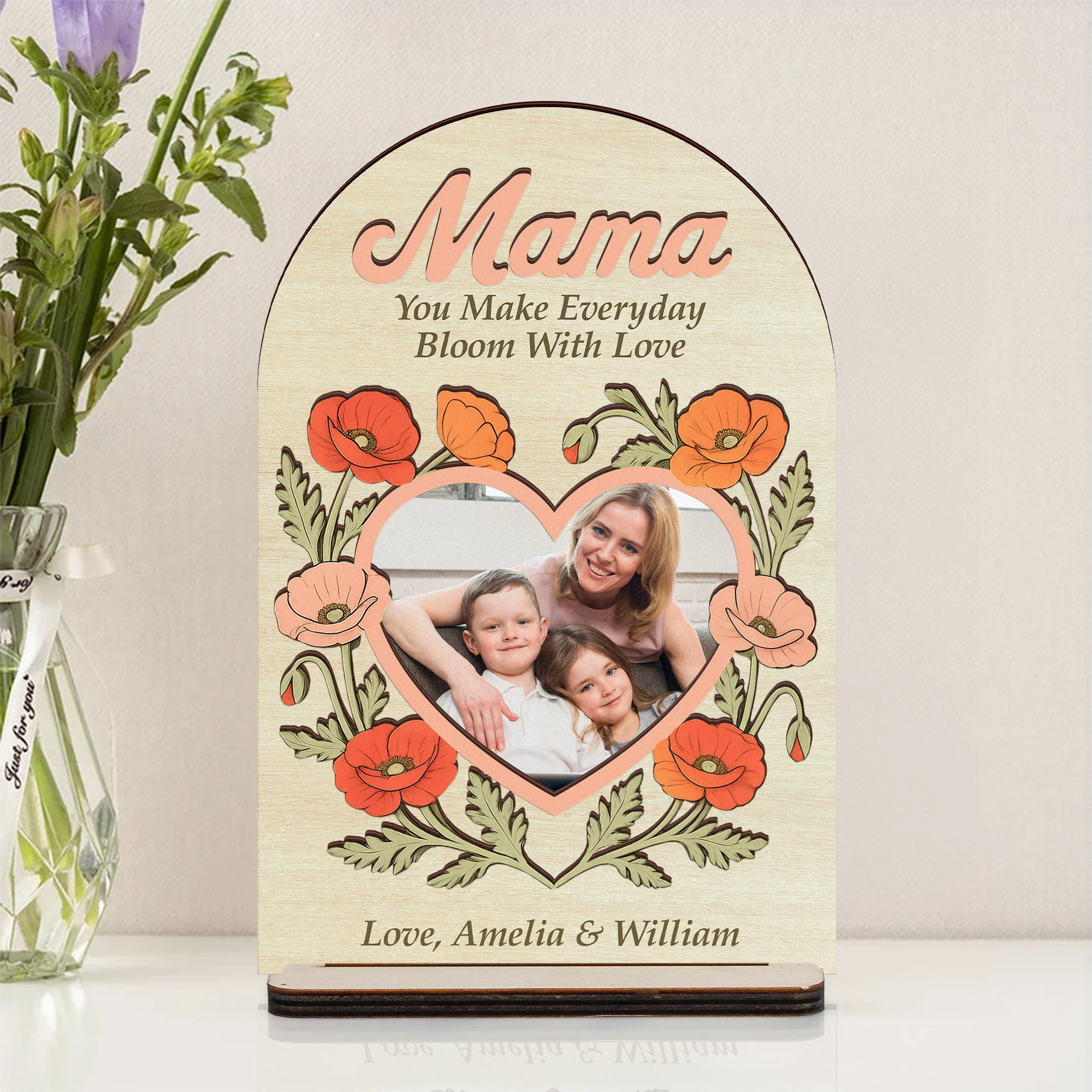 You Make Everyday Bloom With Love - Personalized Wooden Plaque - Image 5