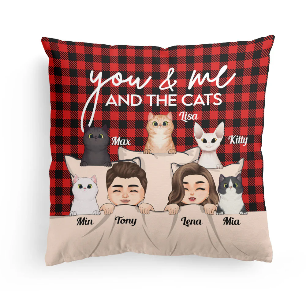 You & Me And The Cats - Personalized Pillow (Insert Included) - Image 3