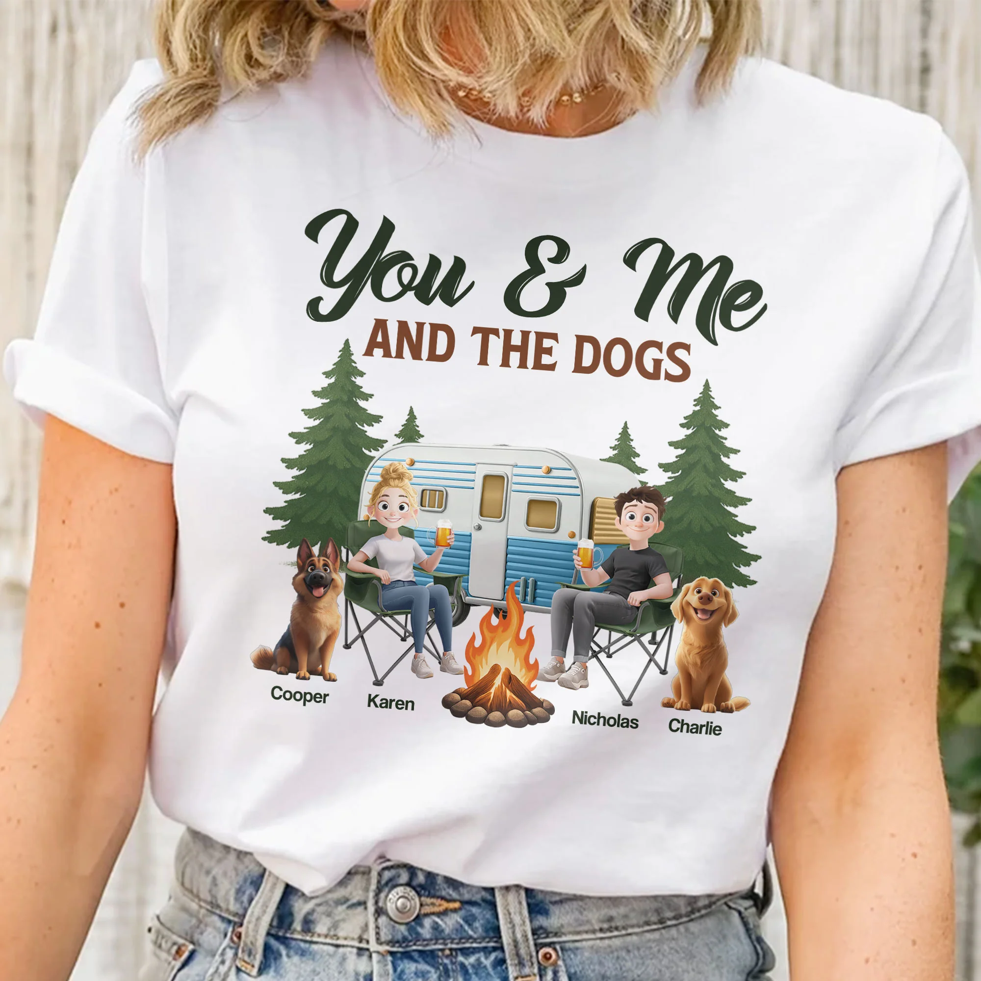 You & Me And The Dogs New Version Dog Lovers Camping Lovers - Personalized Shirt - Image 2