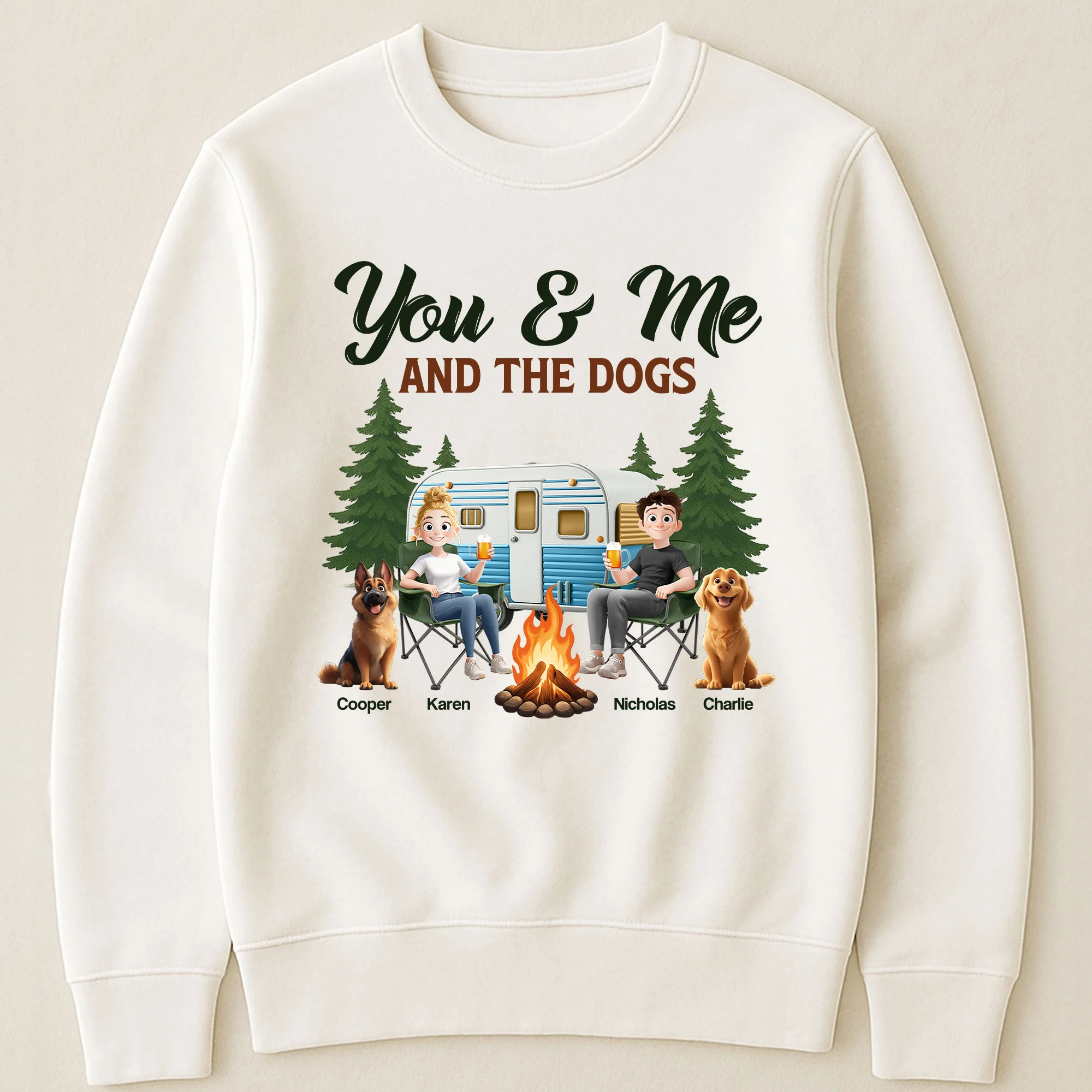 You & Me And The Dogs New Version Dog Lovers Camping Lovers - Personalized Shirt - Image 3