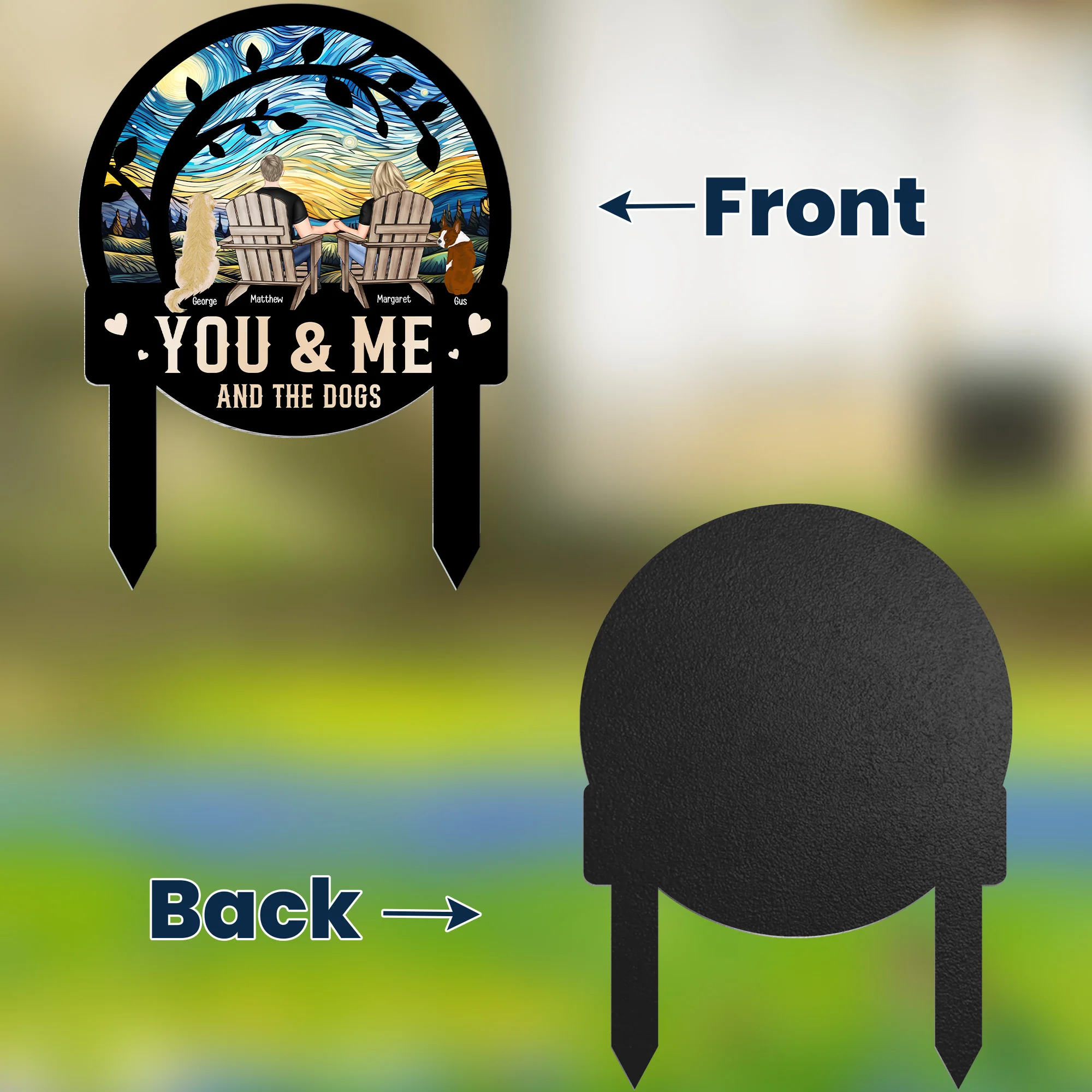 You & Me And The Dogs - Personalized Metal Garden Stake - Image 2