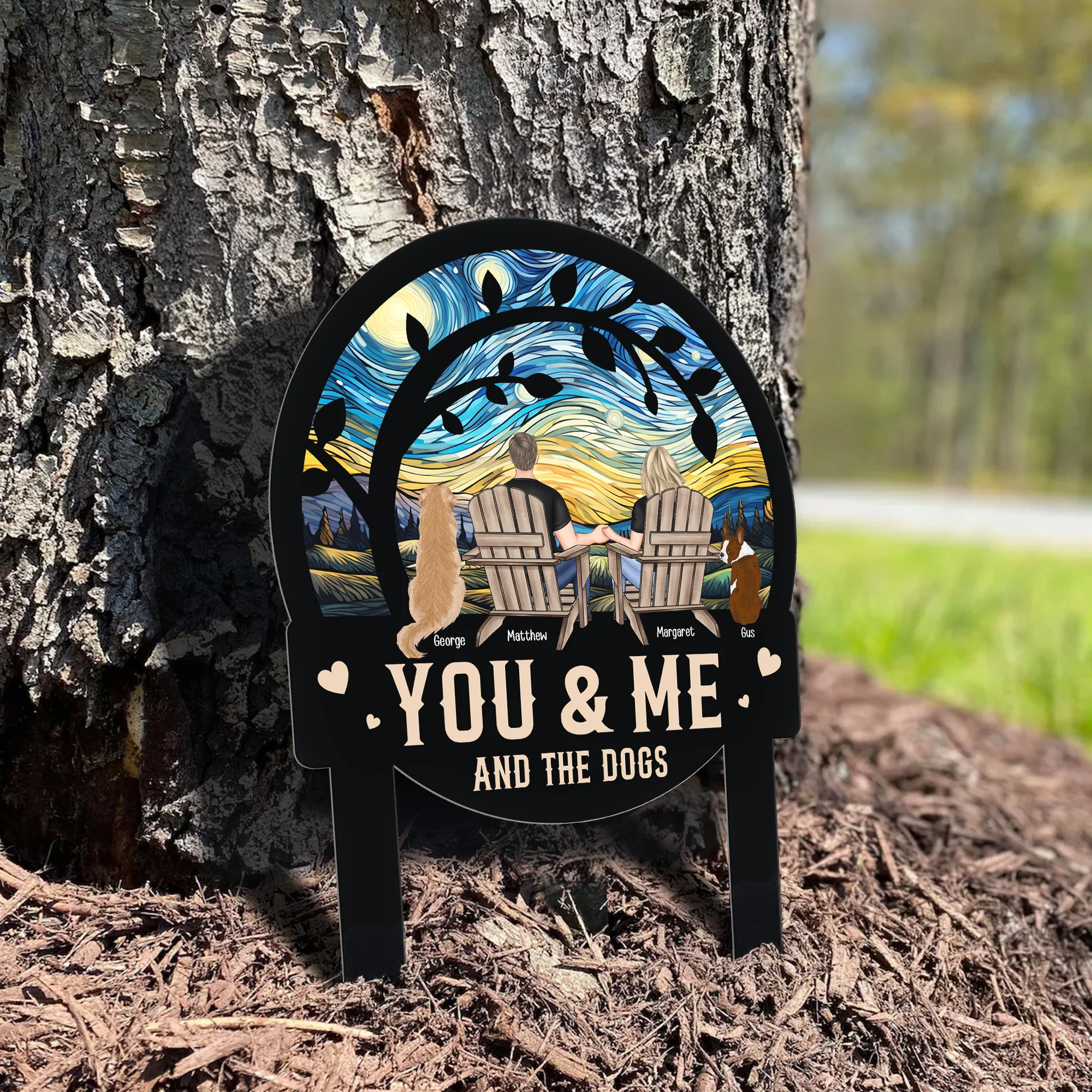 You & Me And The Dogs - Personalized Metal Garden Stake - Image 4
