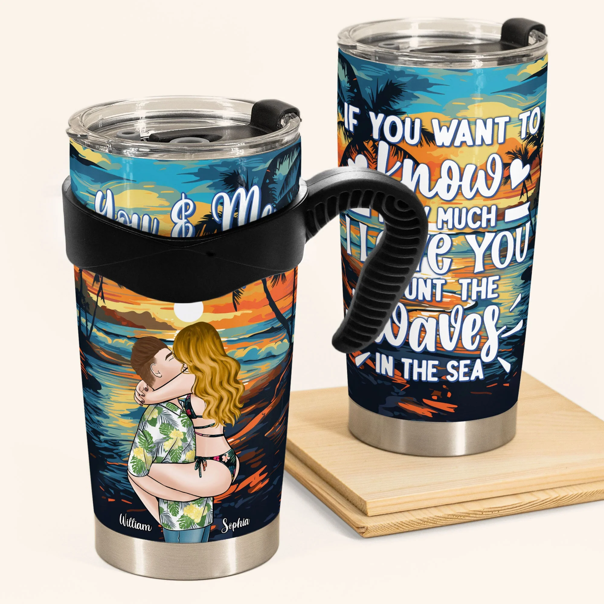 You & Me And The Sea - Personalized Tumbler Cup - Image 2
