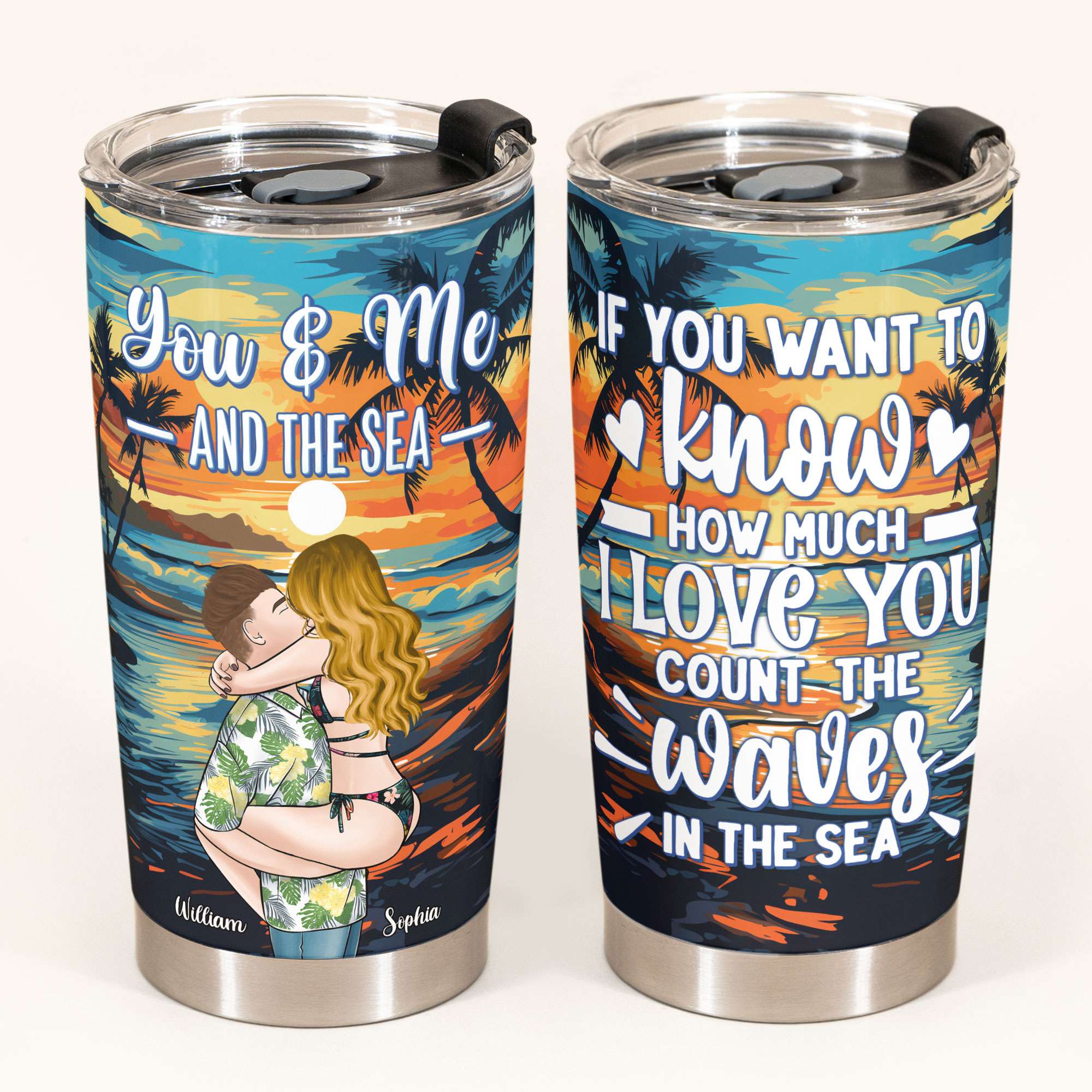 You & Me And The Sea - Personalized Tumbler Cup - Image 3