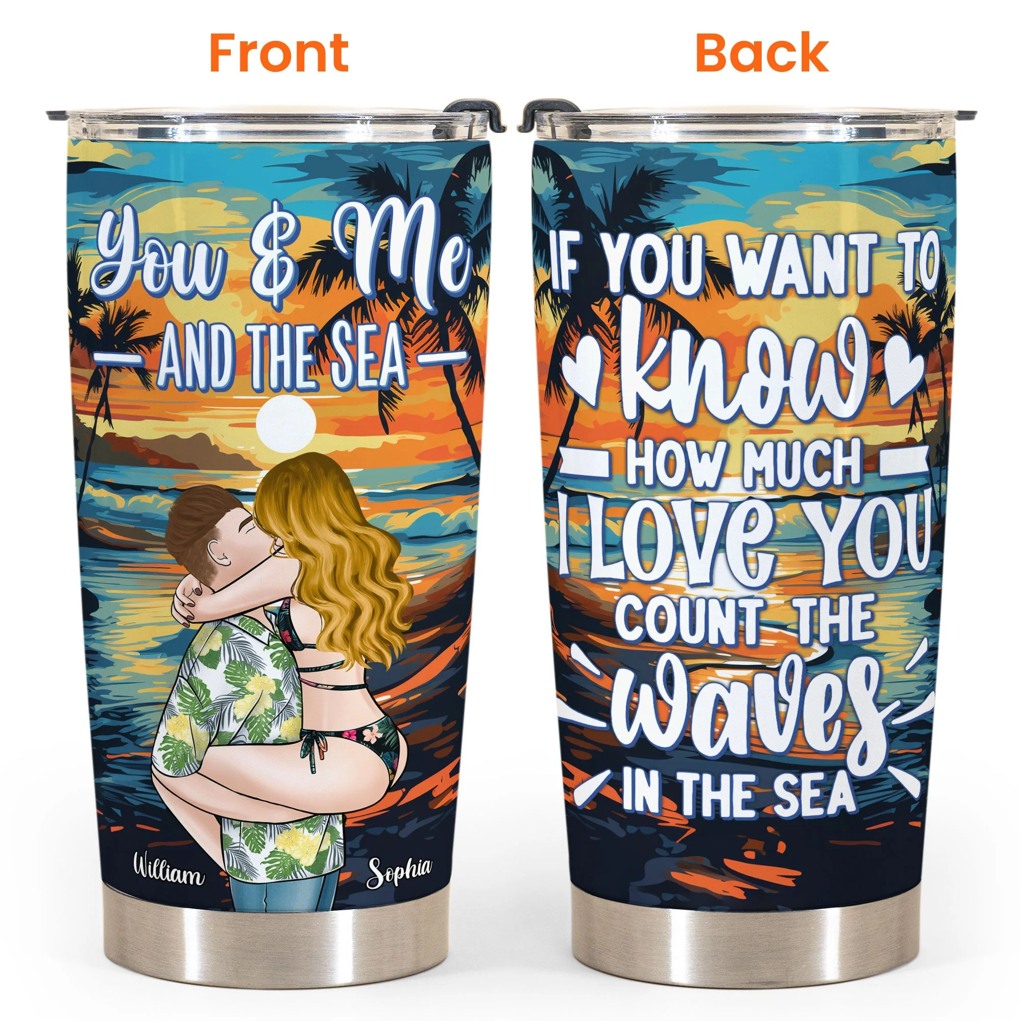 You & Me And The Sea - Personalized Tumbler Cup - Image 5