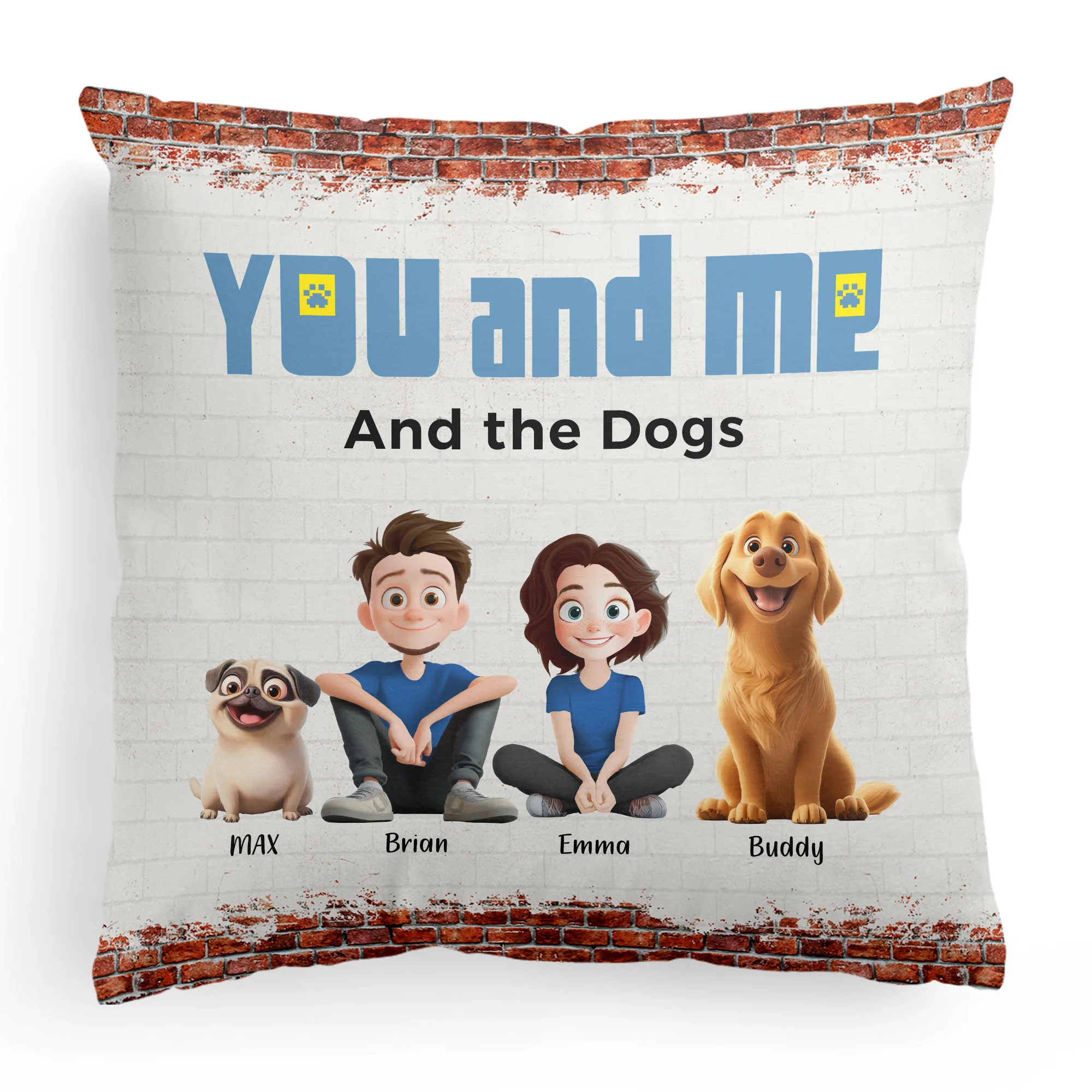 You, Me & The Dogs - Personalized Pillow (Insert Included) - Image 6