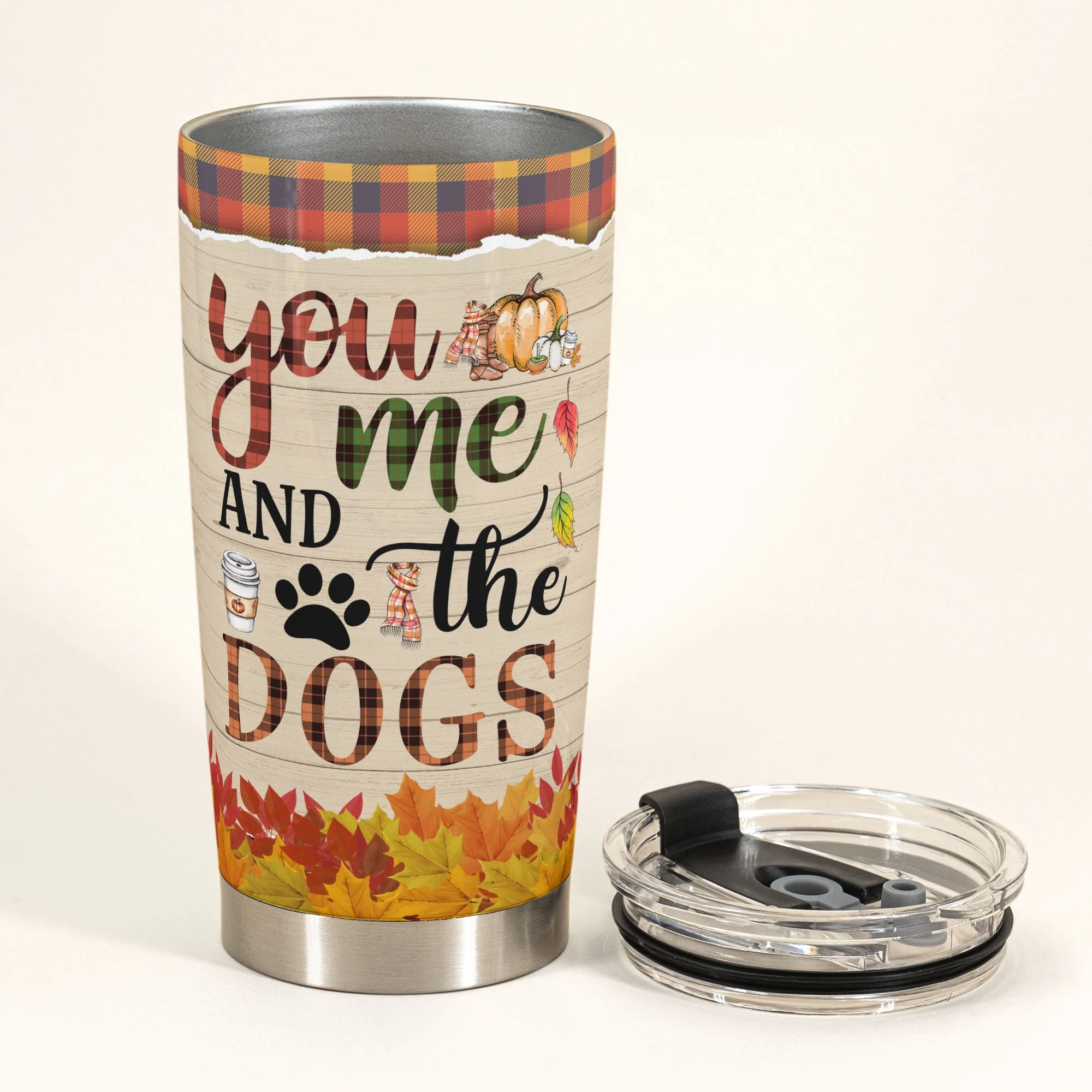 You & Me & The Dogs - Personalized Tumbler Cup - Couple & Dog Back - Image 3