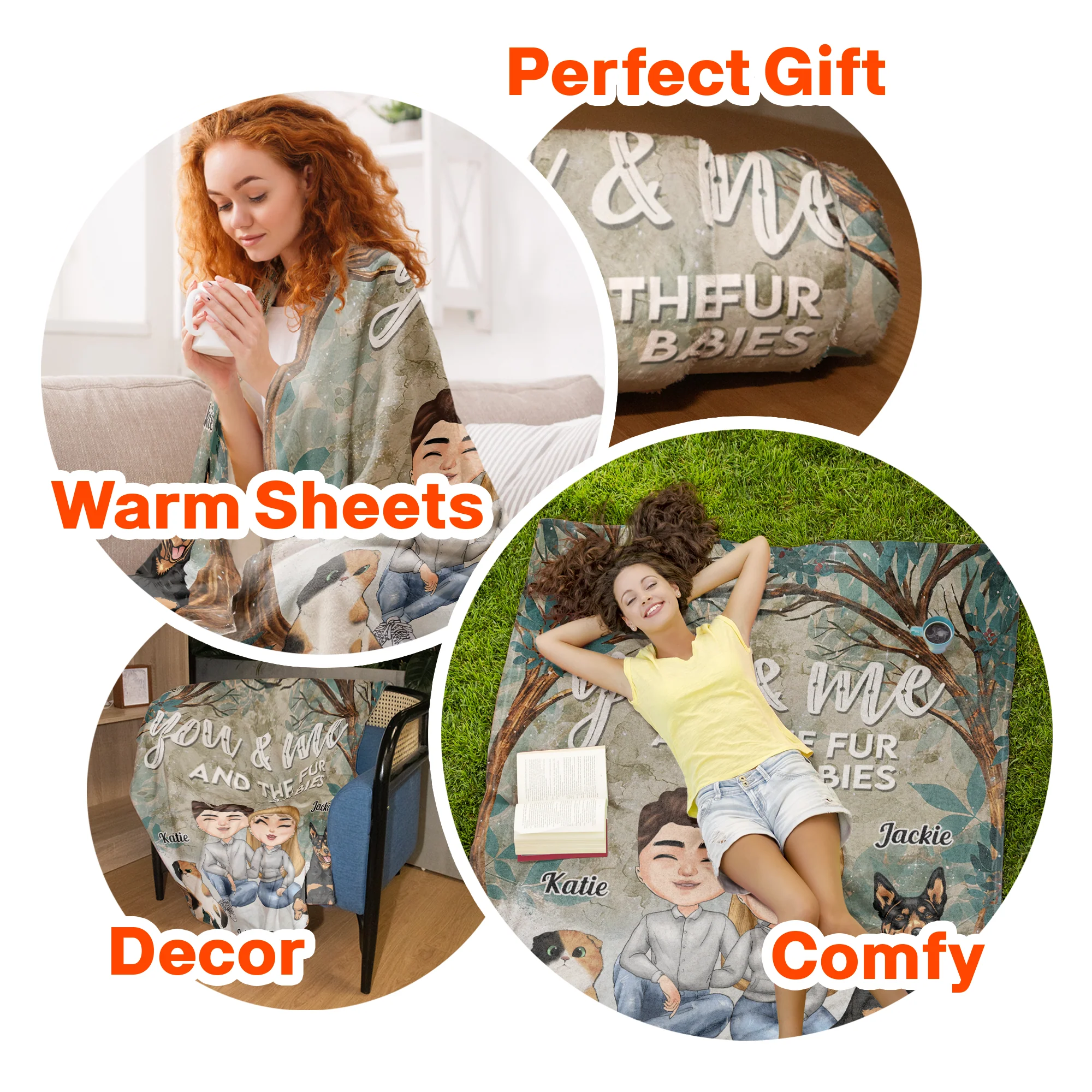 You Me & The Fur Babies - Personalized Blanket - Image 5