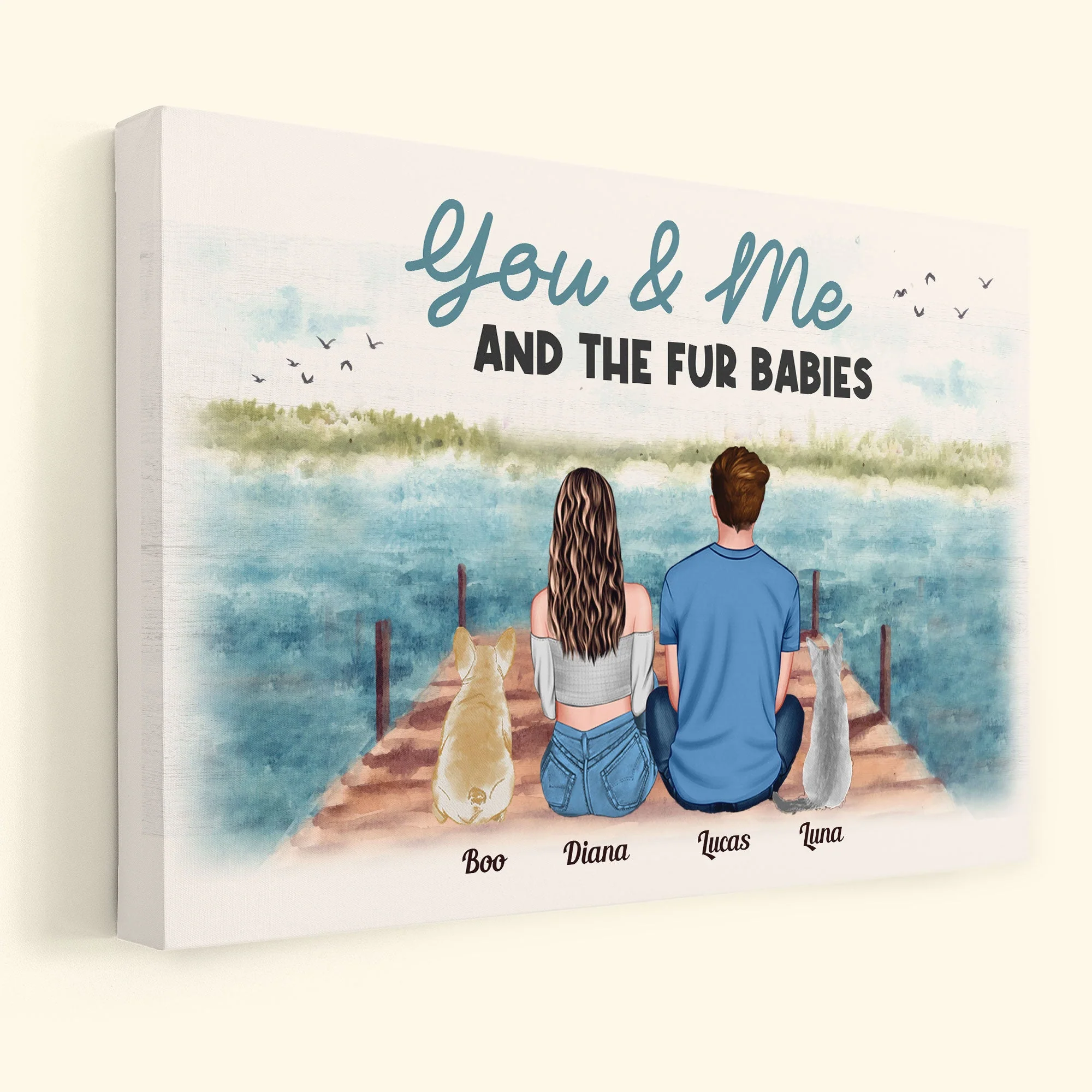 You Me & The Fur Babies - Personalized Wrapped Canvas - Image 2
